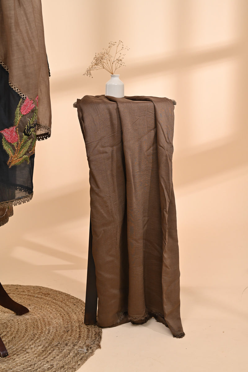 Taupe Brown Cotton Unstitched Suit Set Sterling House