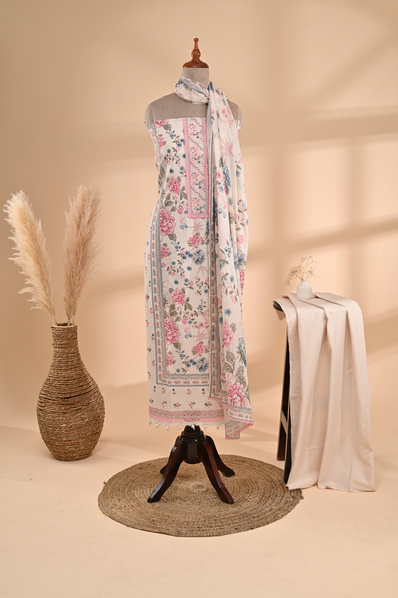 Off-White Printed Cotton Unstitched Suit Sterling House
