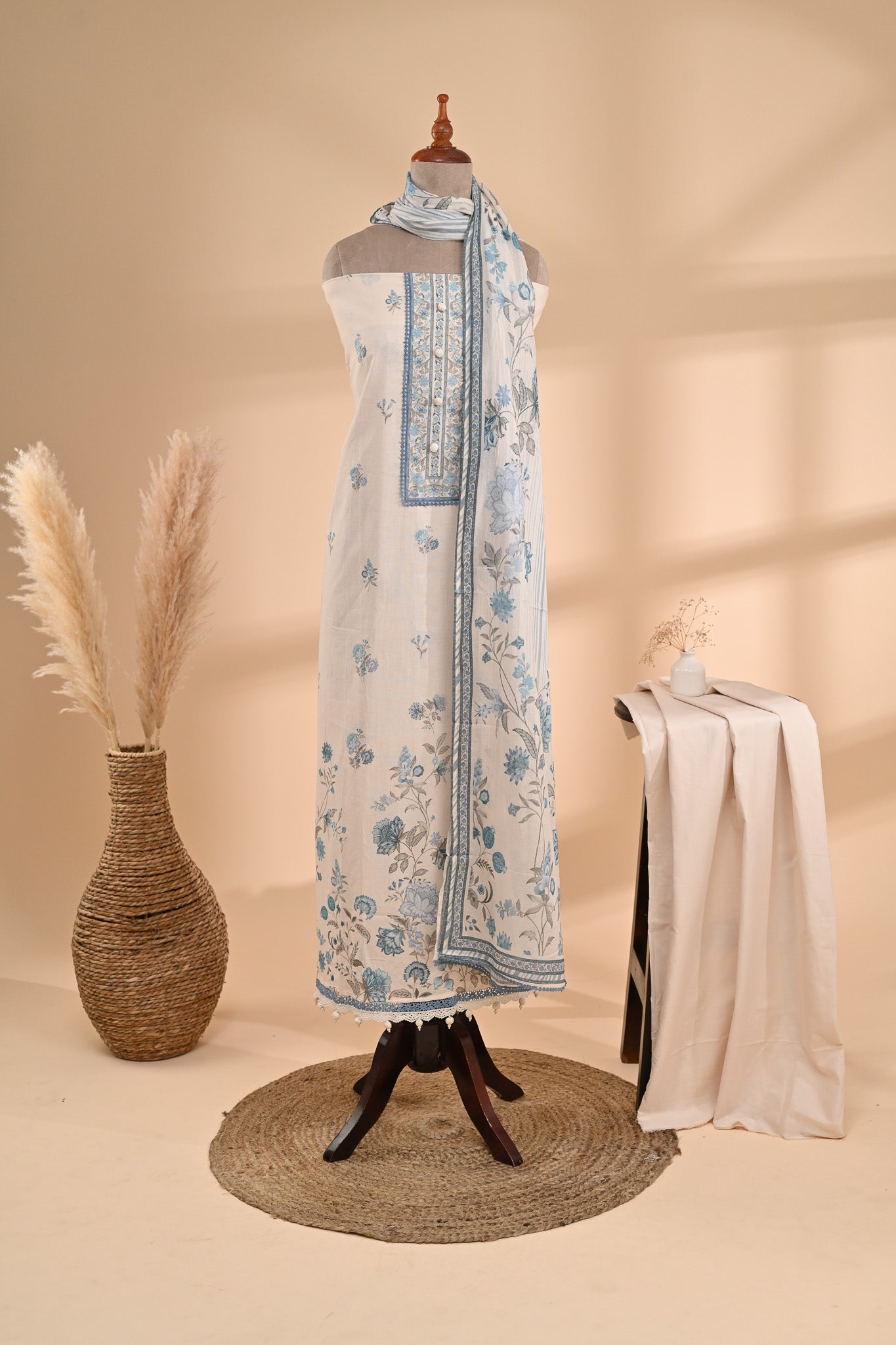 Off-White Printed Cotton Unstitched Suit Sterling House