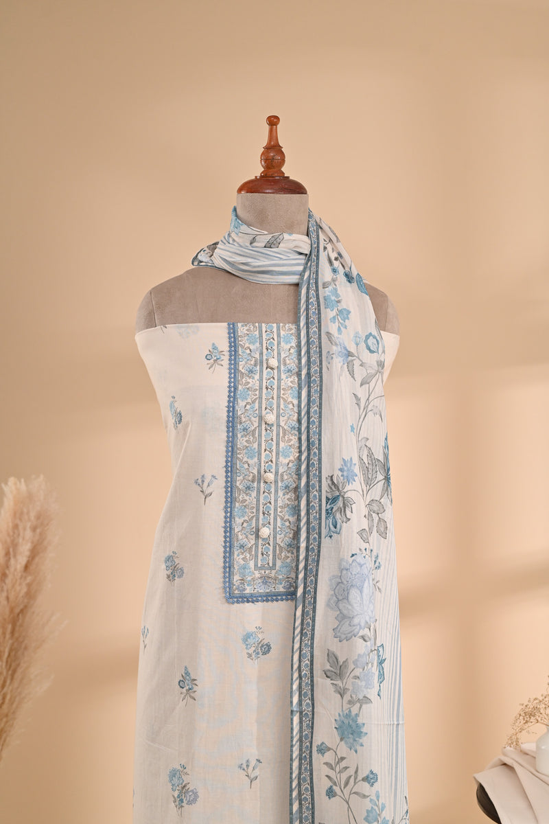Off-White Printed Cotton Unstitched Suit Sterling House
