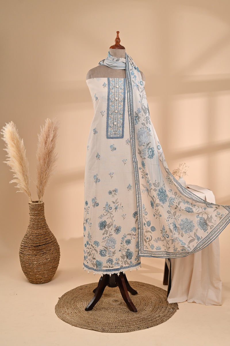 Off-White Printed Cotton Unstitched Suit Sterling House