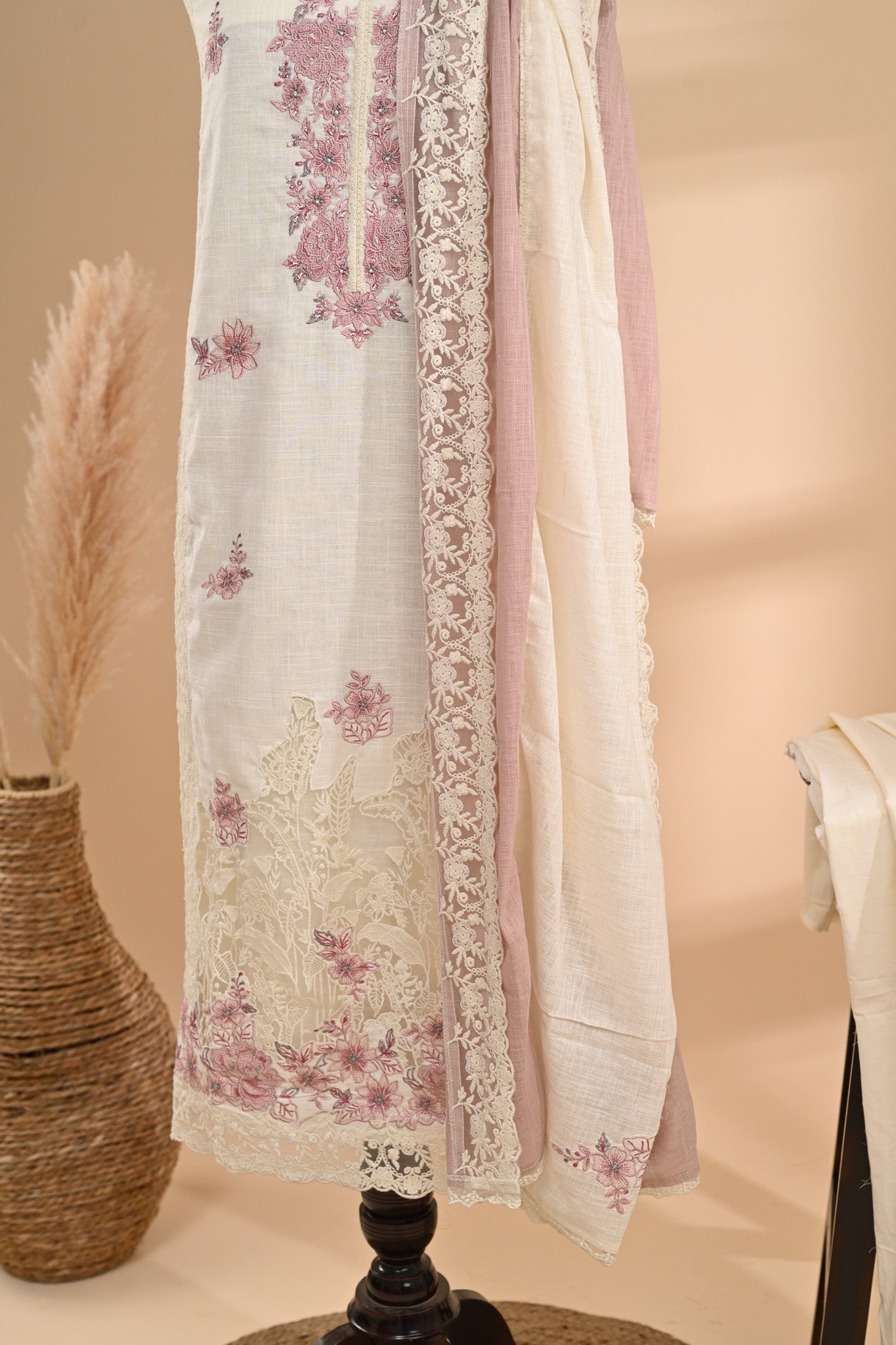 Off-White Linen Cotton Unstitched Suit Sterling House