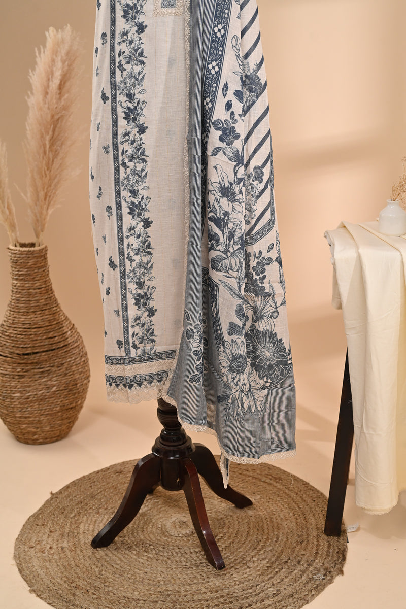 Off-white Linen Cotton Unstitched Suit Set Sterling House