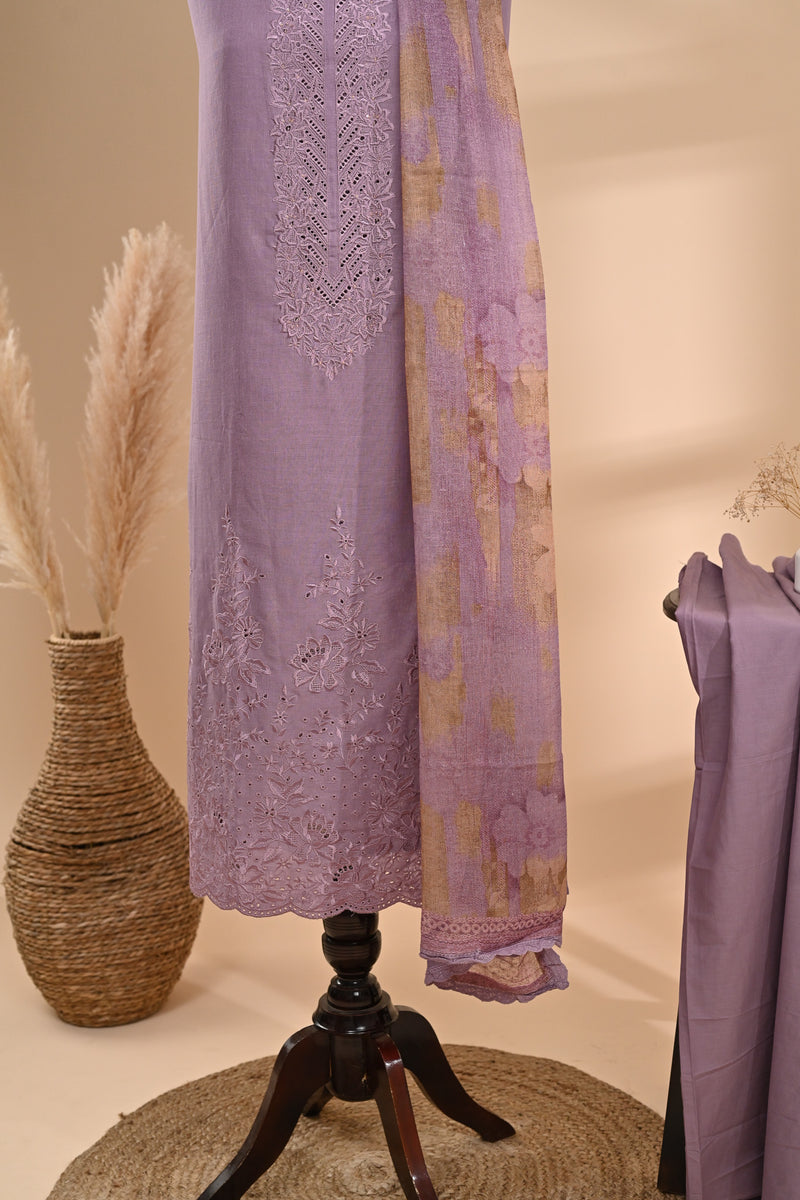 Lavender cotton Unstitched Suit Sterling House