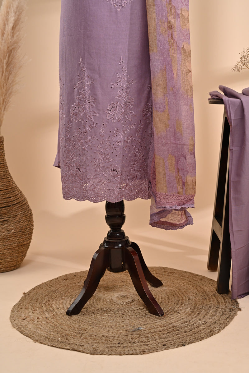 Lavender cotton Unstitched Suit Sterling House