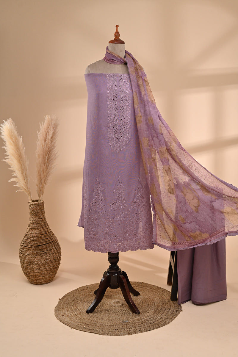 Lavender cotton Unstitched Suit Sterling House