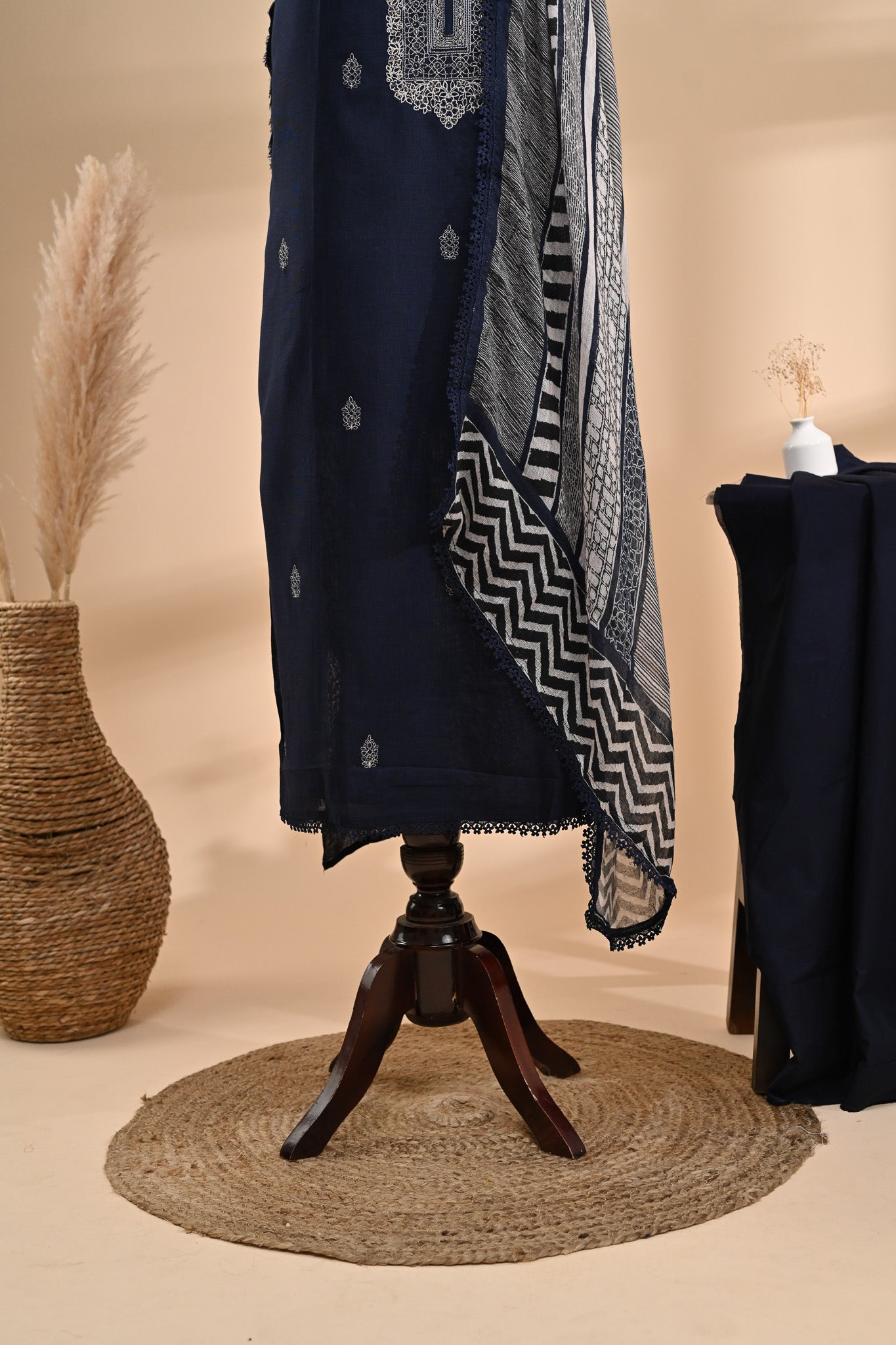 Indigo Blue Linen Cotton Unstitched Suit Sterling House