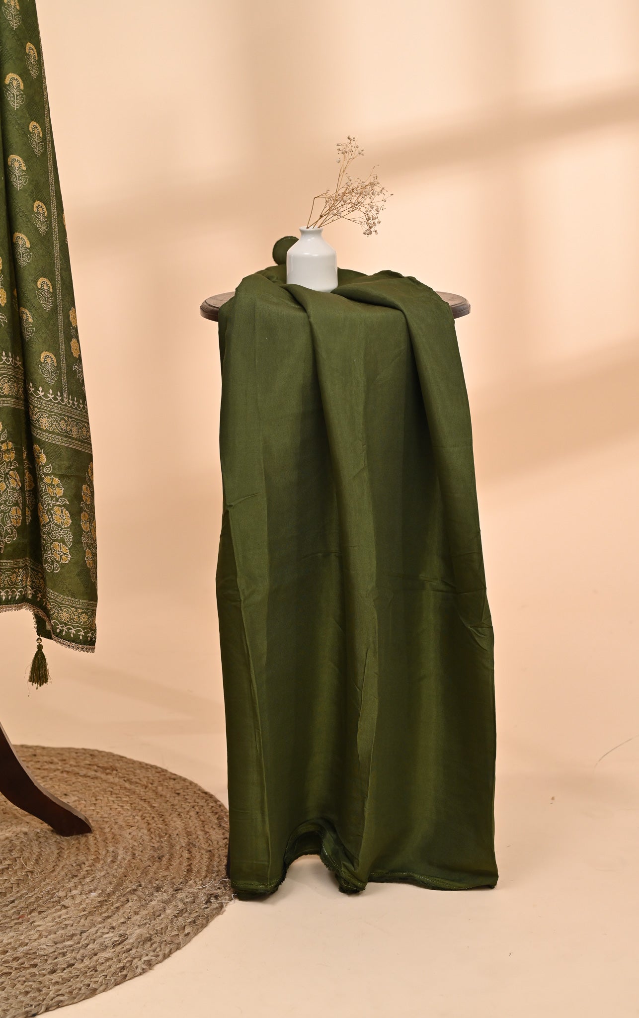 Olive Green Muslin Unstitched Suit Sterling House
