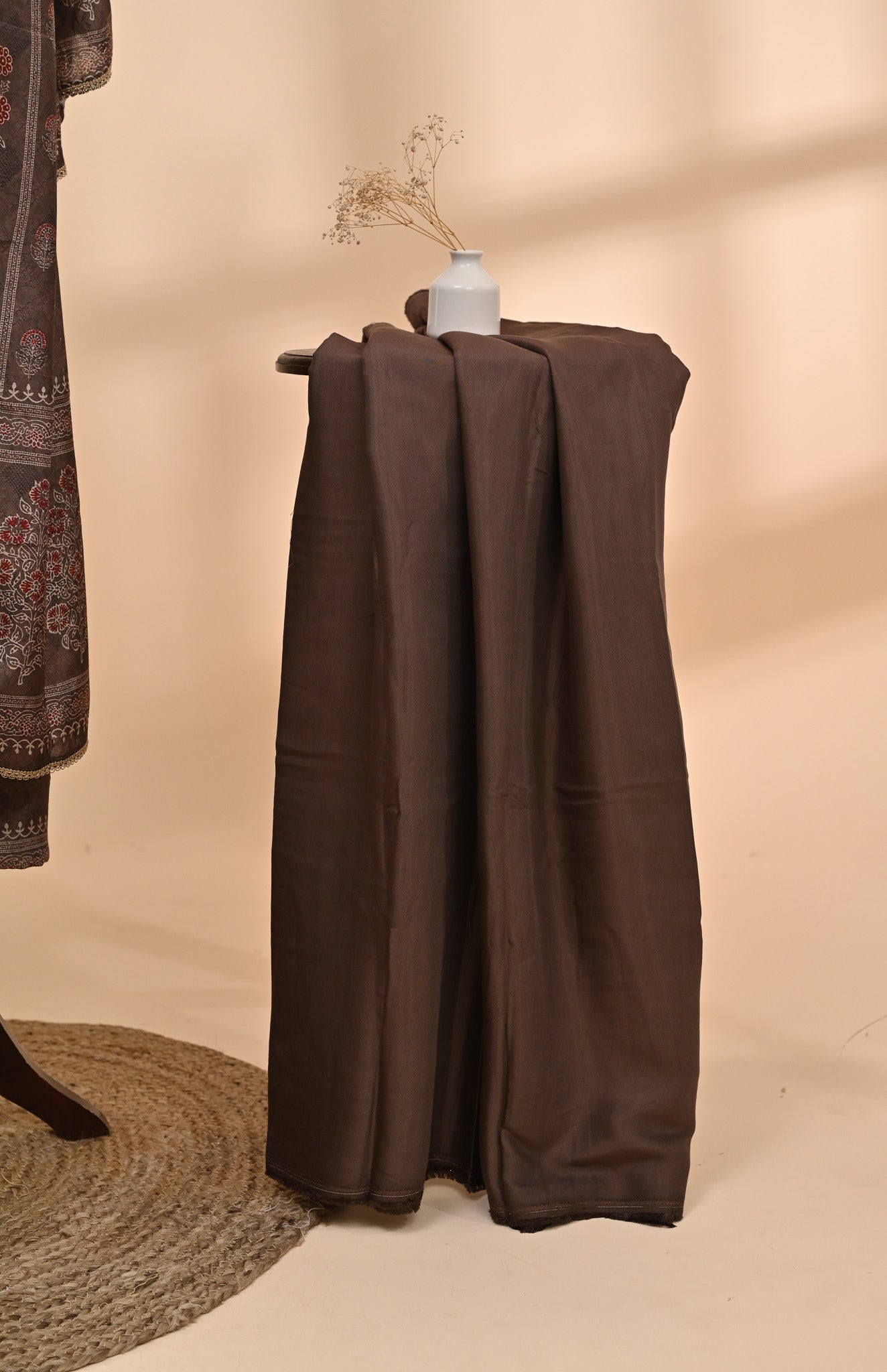 Dark Brown Muslin Unstitched Suit Sterling House