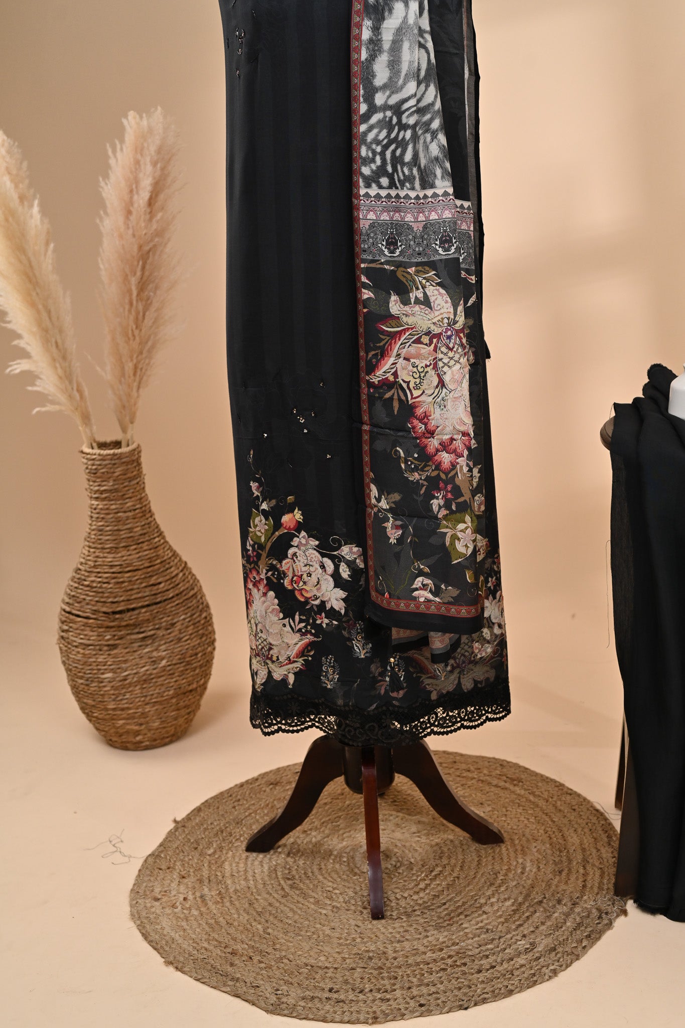 Black Muslin Unsctitched Suit Sterling House