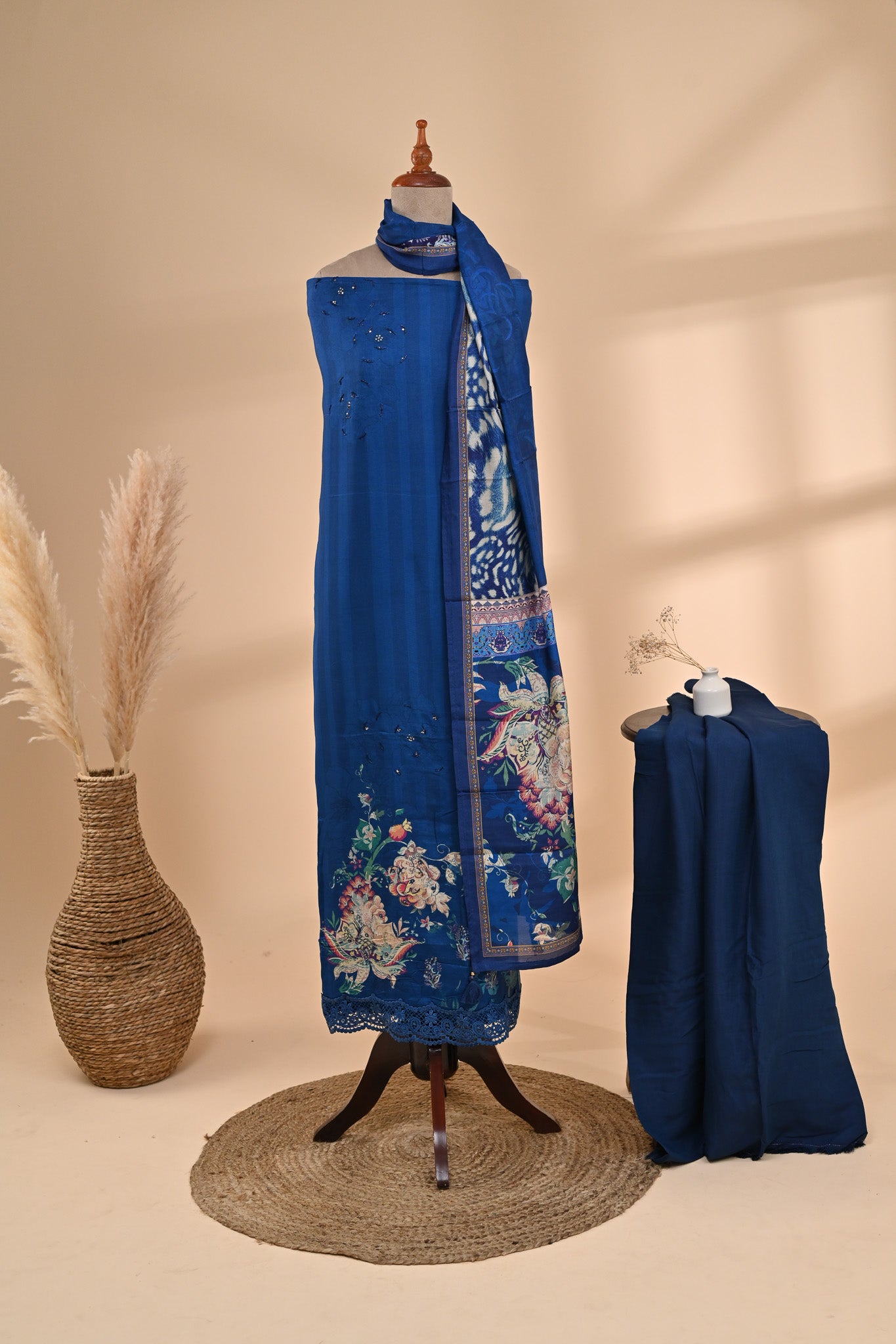 Royal Blue Muslin Unstitched Suit Sterling House