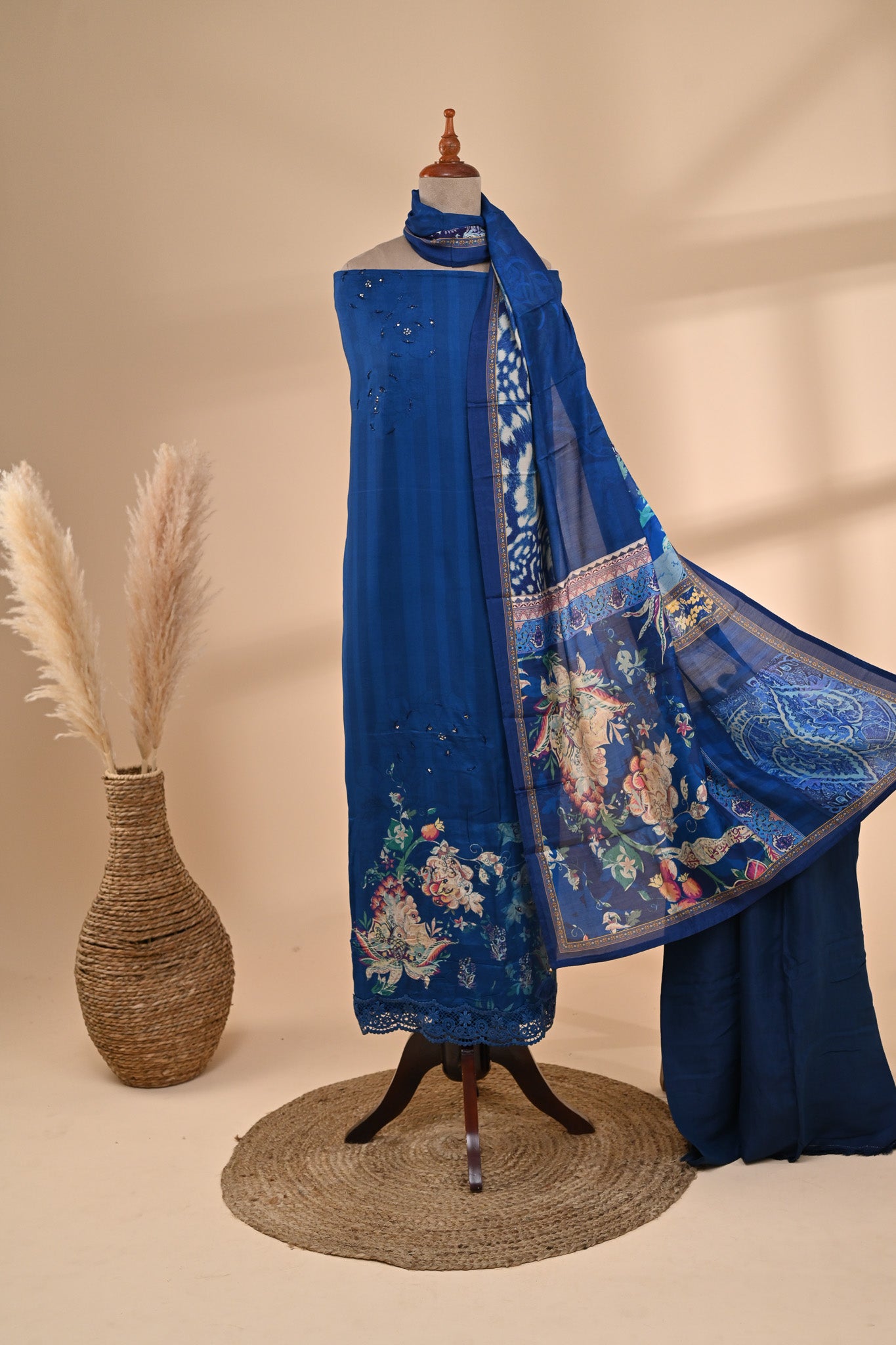 Royal Blue Muslin Unstitched Suit Sterling House