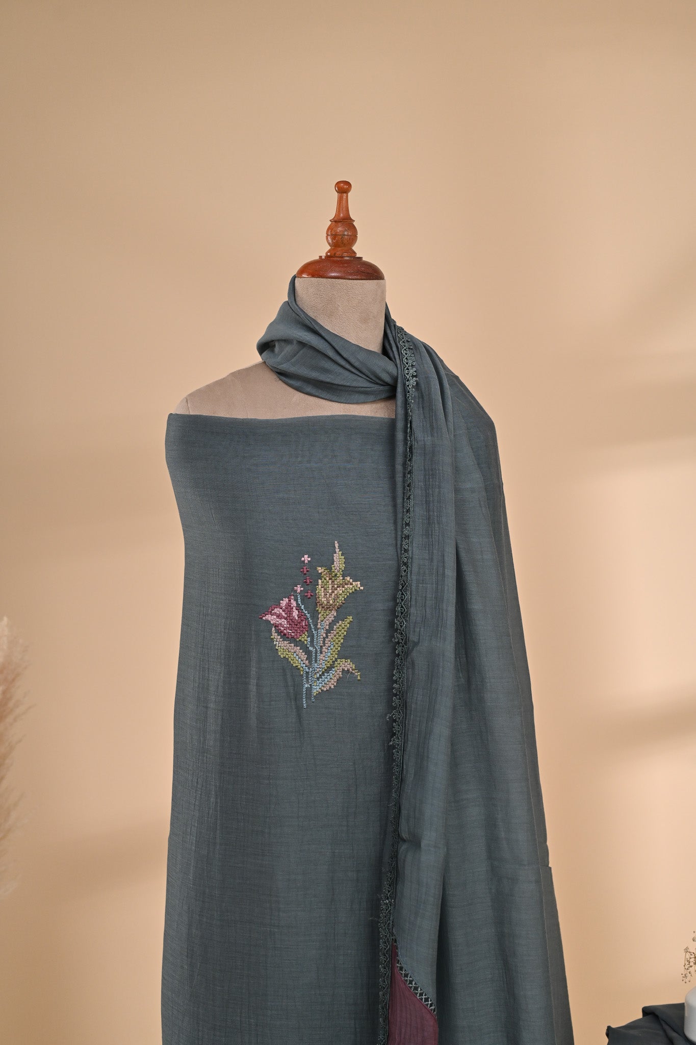 Grey Cotton unstitched Suit Sterling House