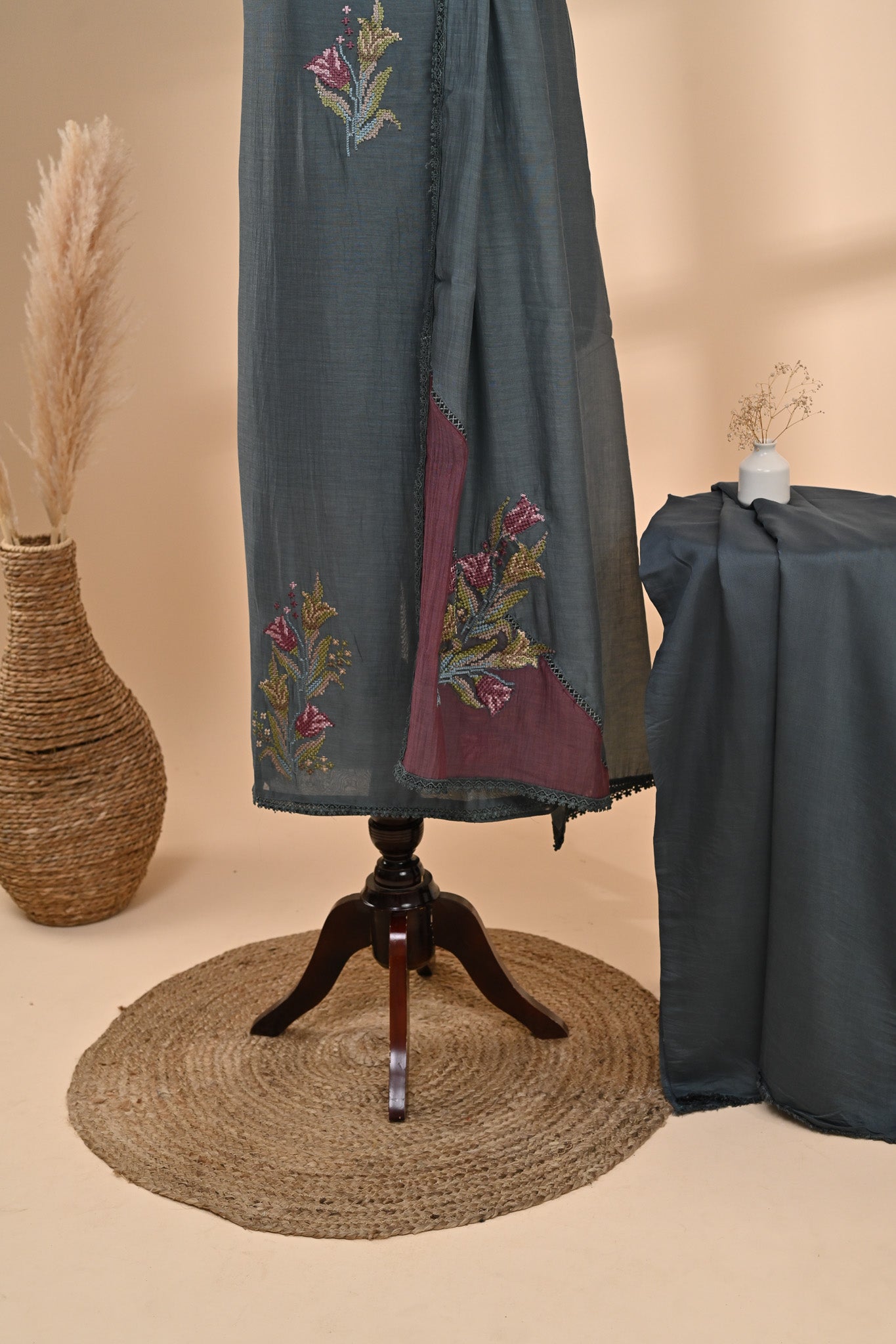 Grey Cotton unstitched Suit Sterling House