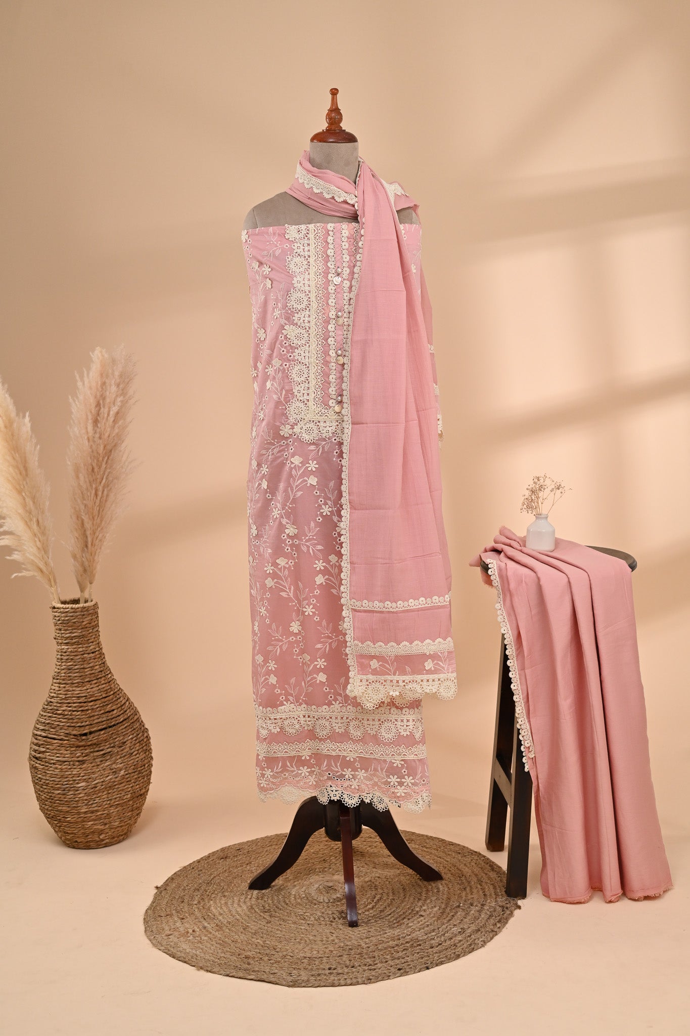 Pastel Pink Premium Cotton Unstitched Suit Sterling House