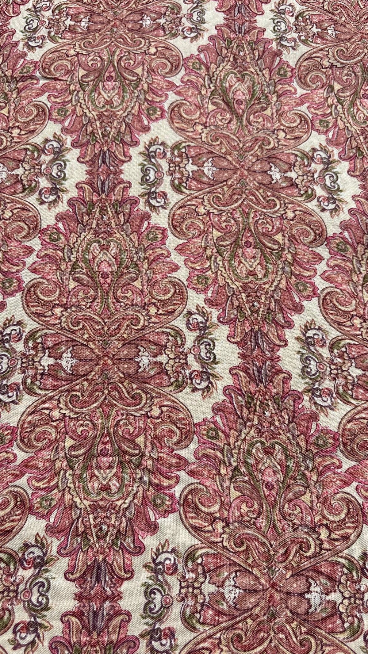 Dusty Rose Paisley Baroque Rayon Fabric