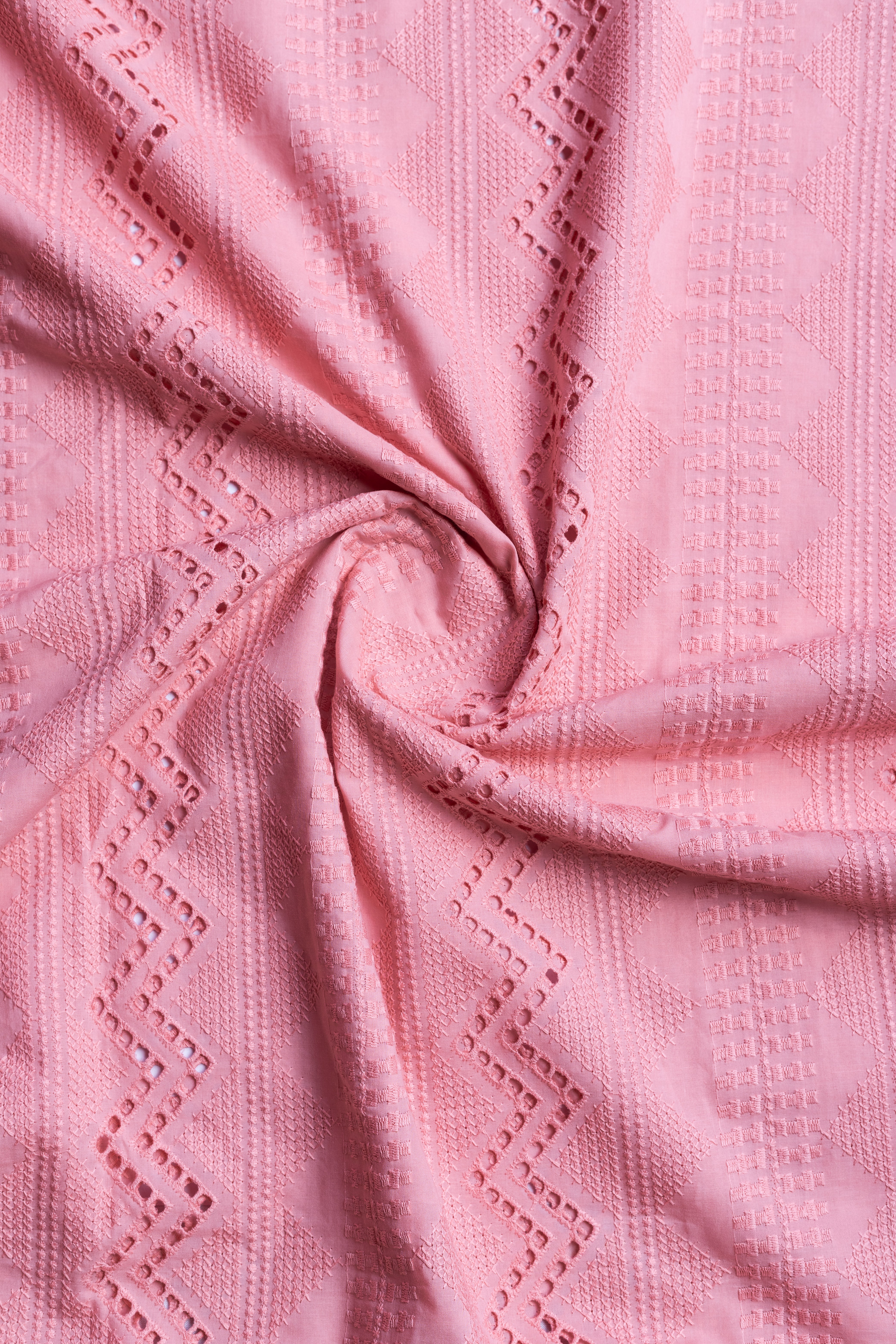 Afreen Embroidered Pink Cotton Fabric with Cutwork