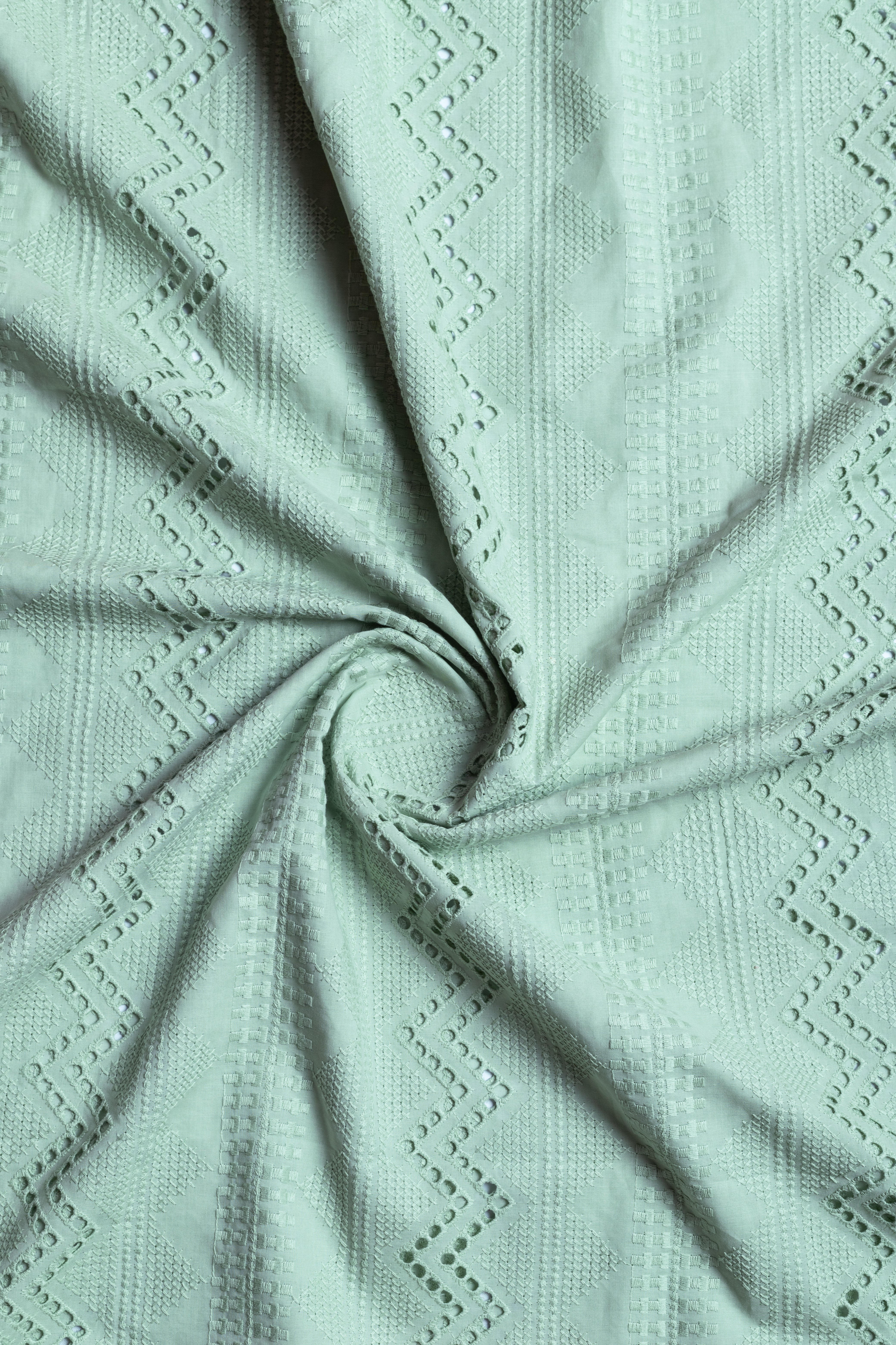 Afreen Embroidered  Green Cotton Fabric with Cutwork