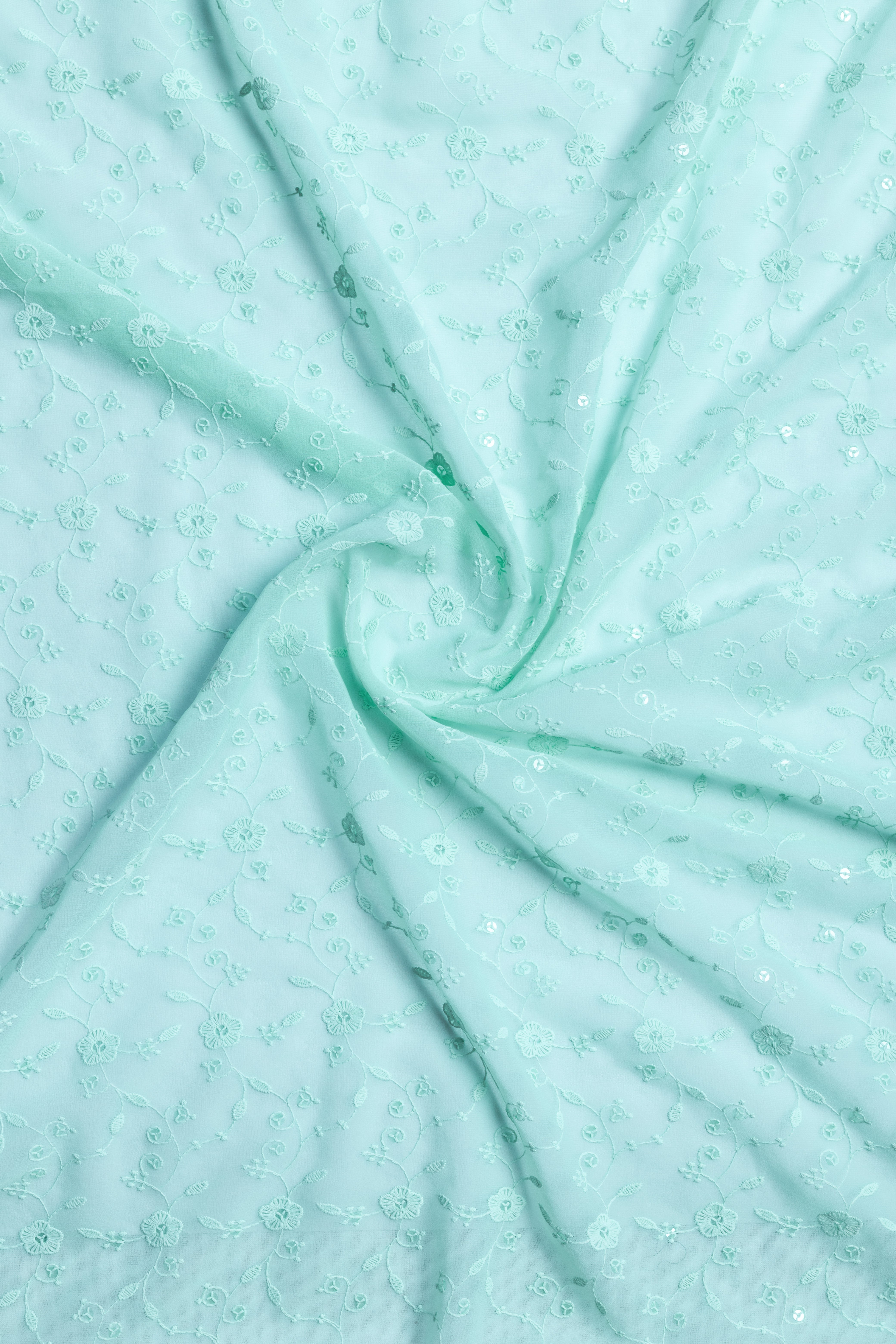 Afreen Sea Green Fabric Embroidered Gorgette with Sequins