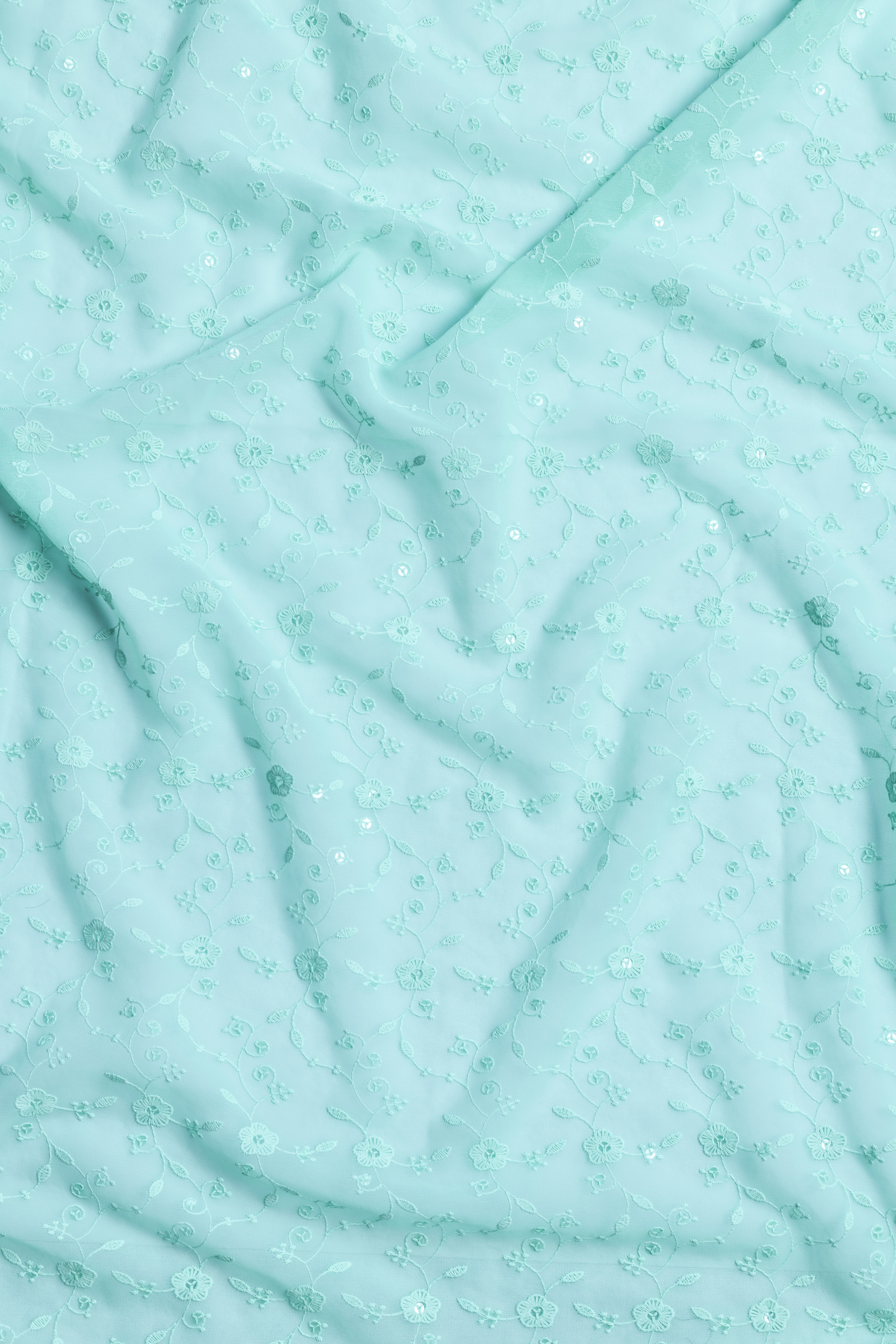 Afreen Sea Green Fabric Embroidered Gorgette with Sequins