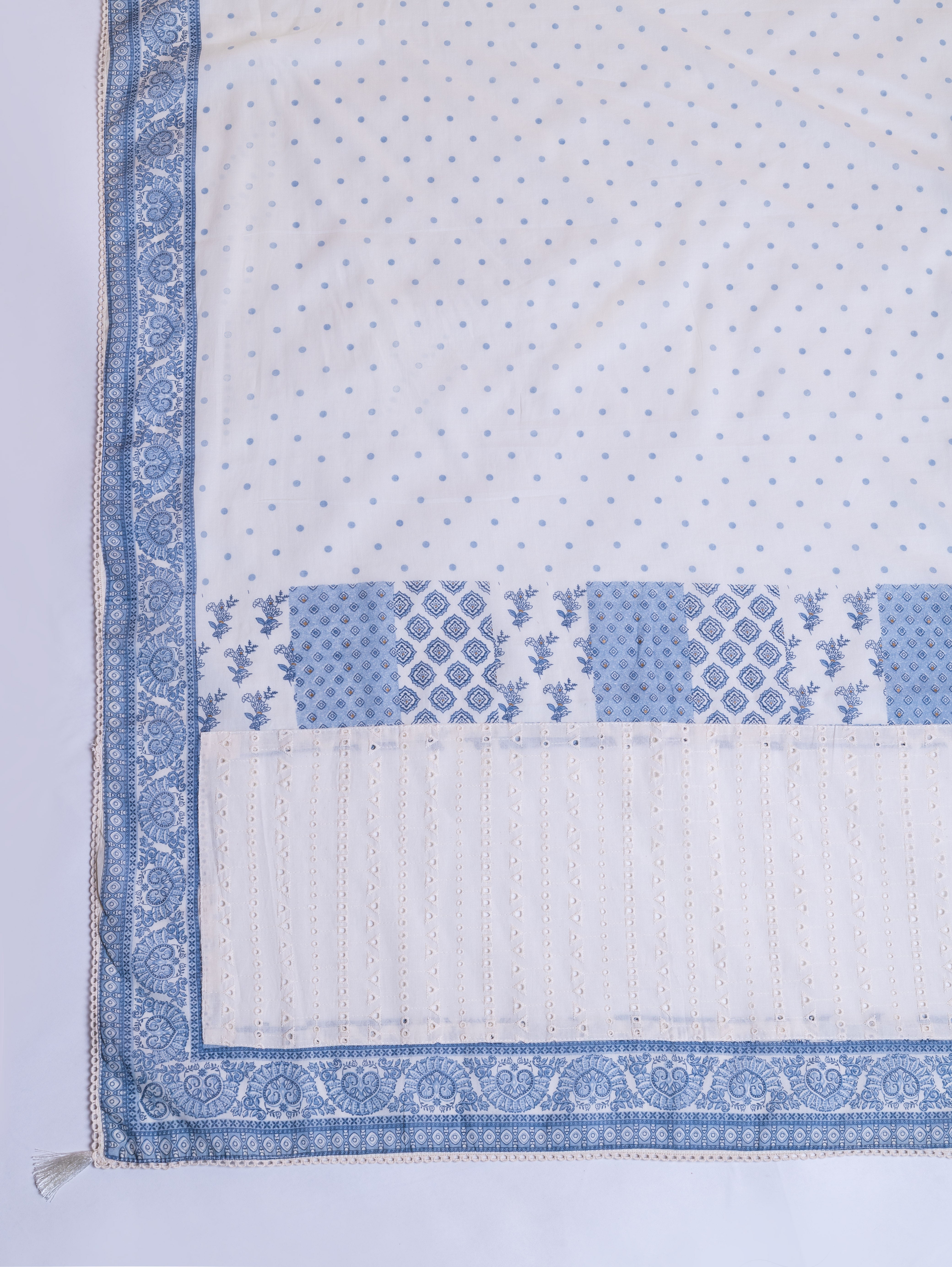 Afreen White with Blue Soft Cotton Suit Set