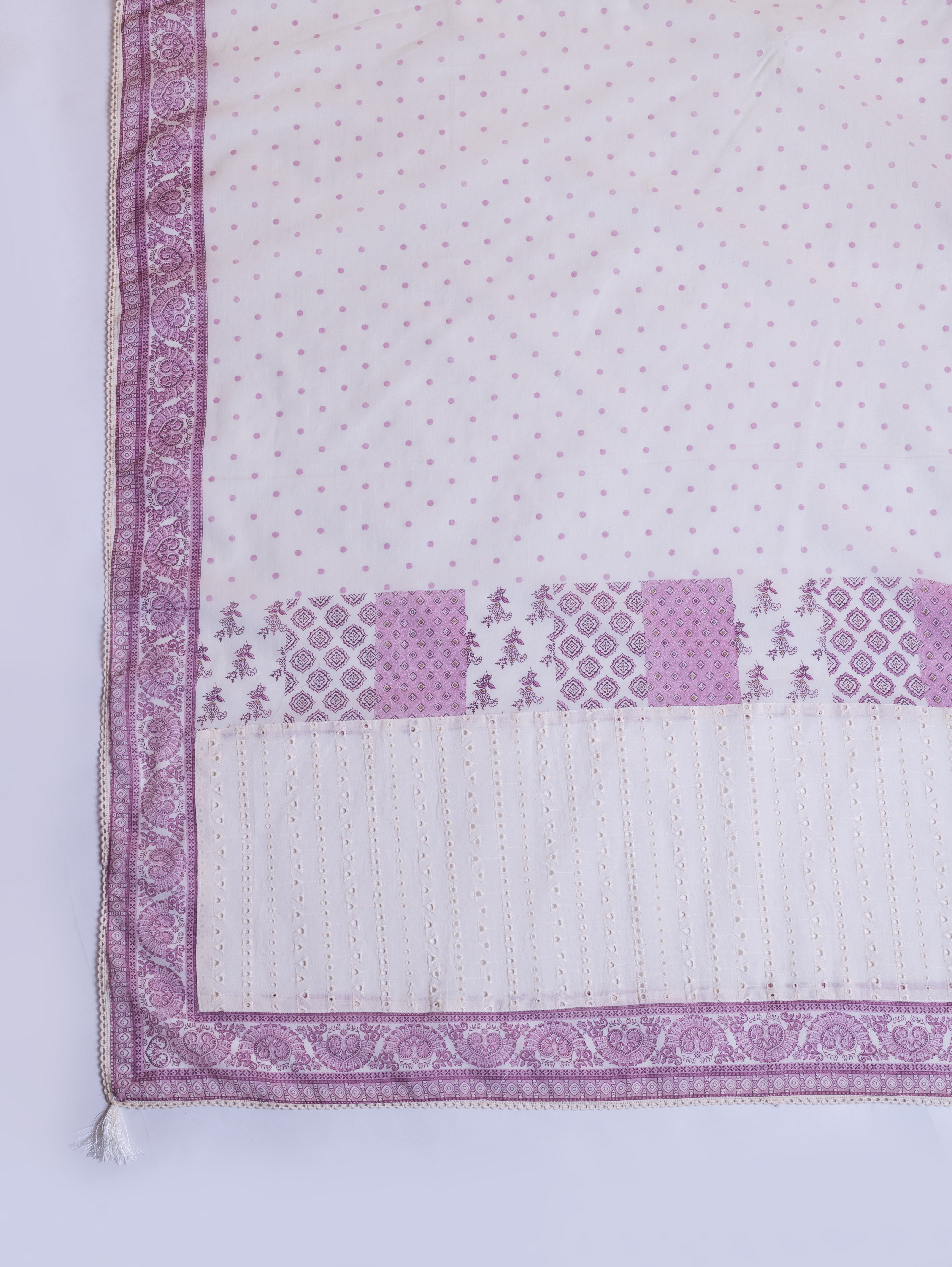 Afreen White with Mauve Soft Cotton Suit Set