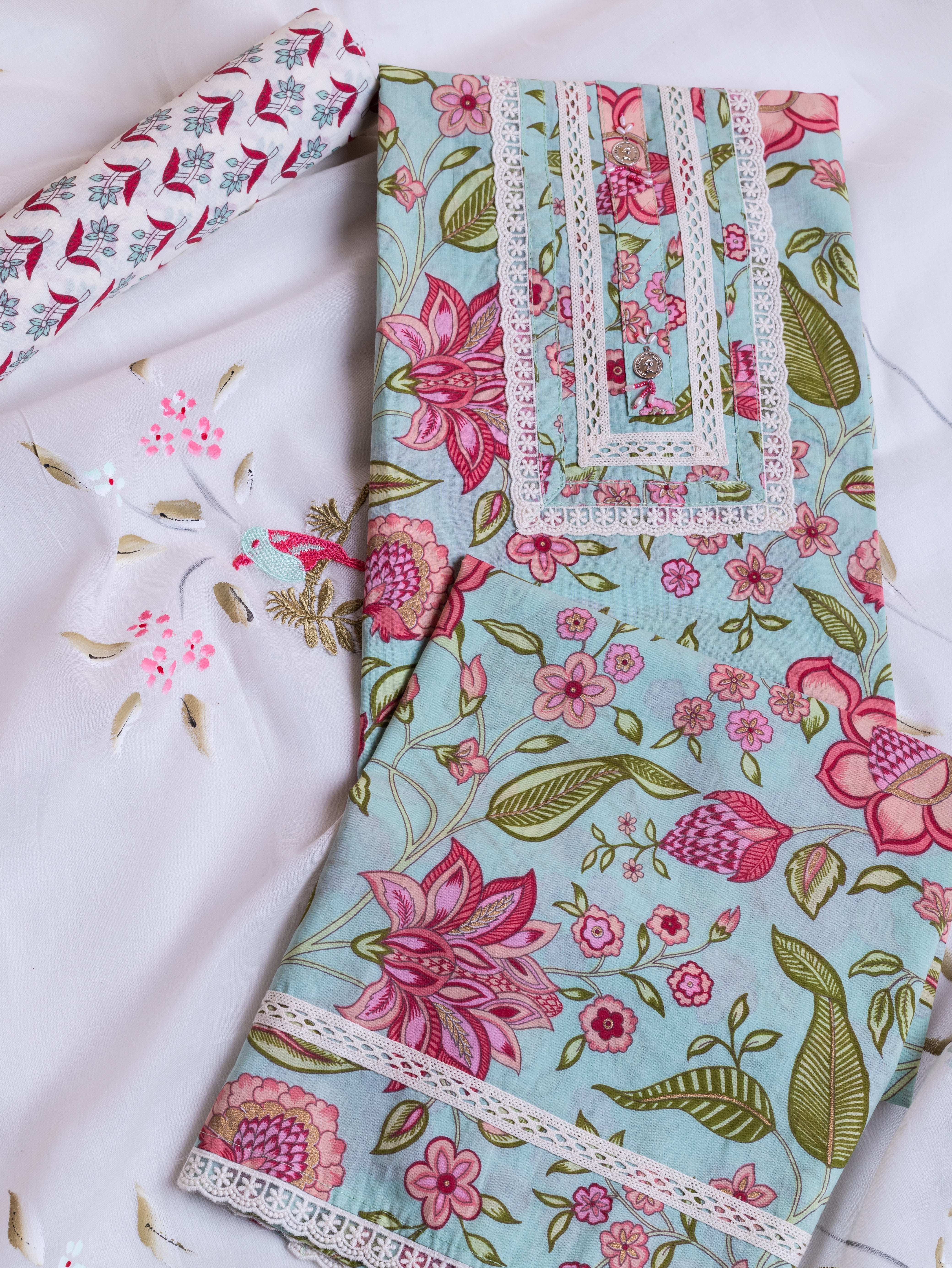 Afreen Pink Cotton Suit Set