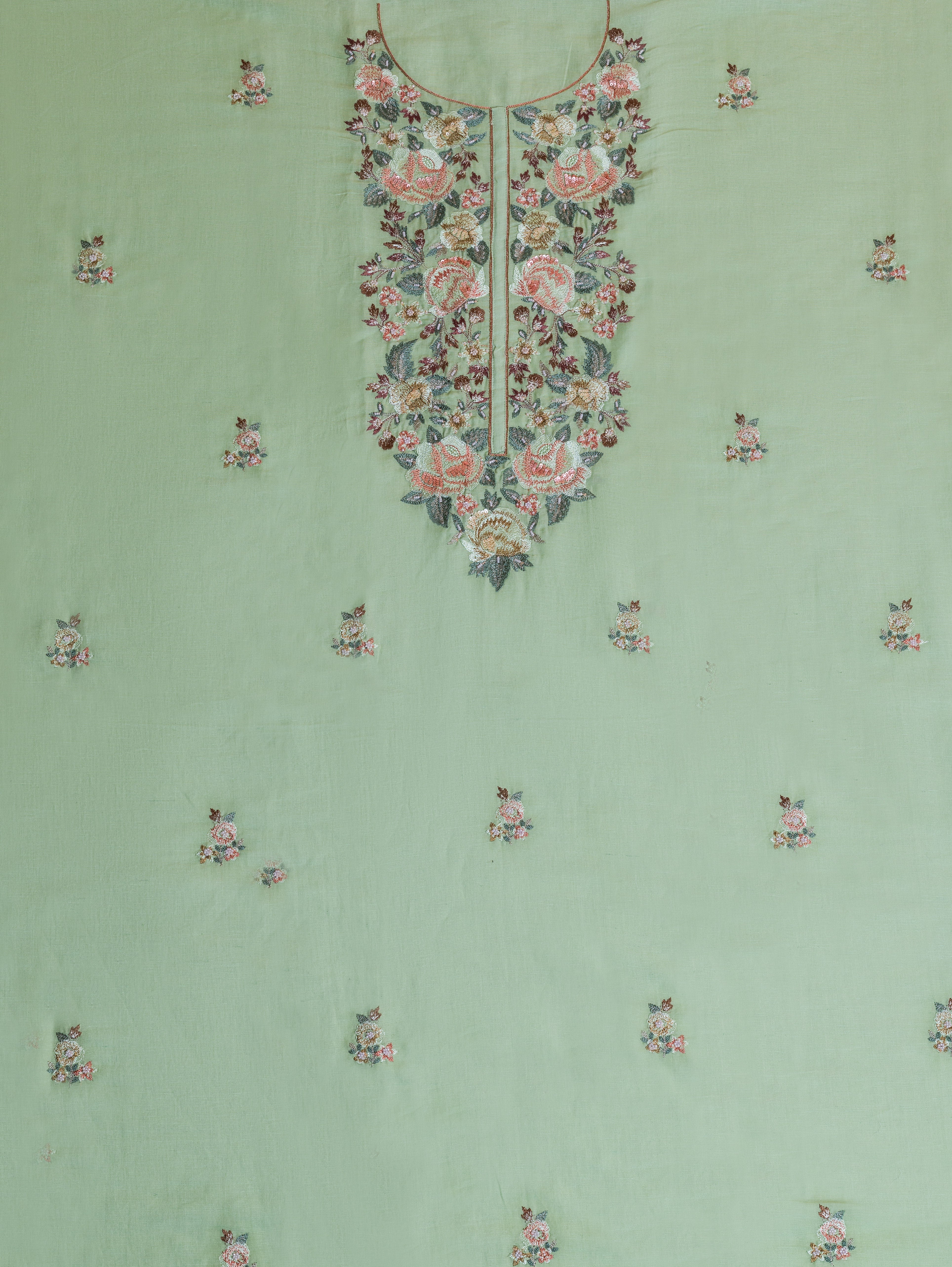 Afreen Green Linen Cotton Suit Set