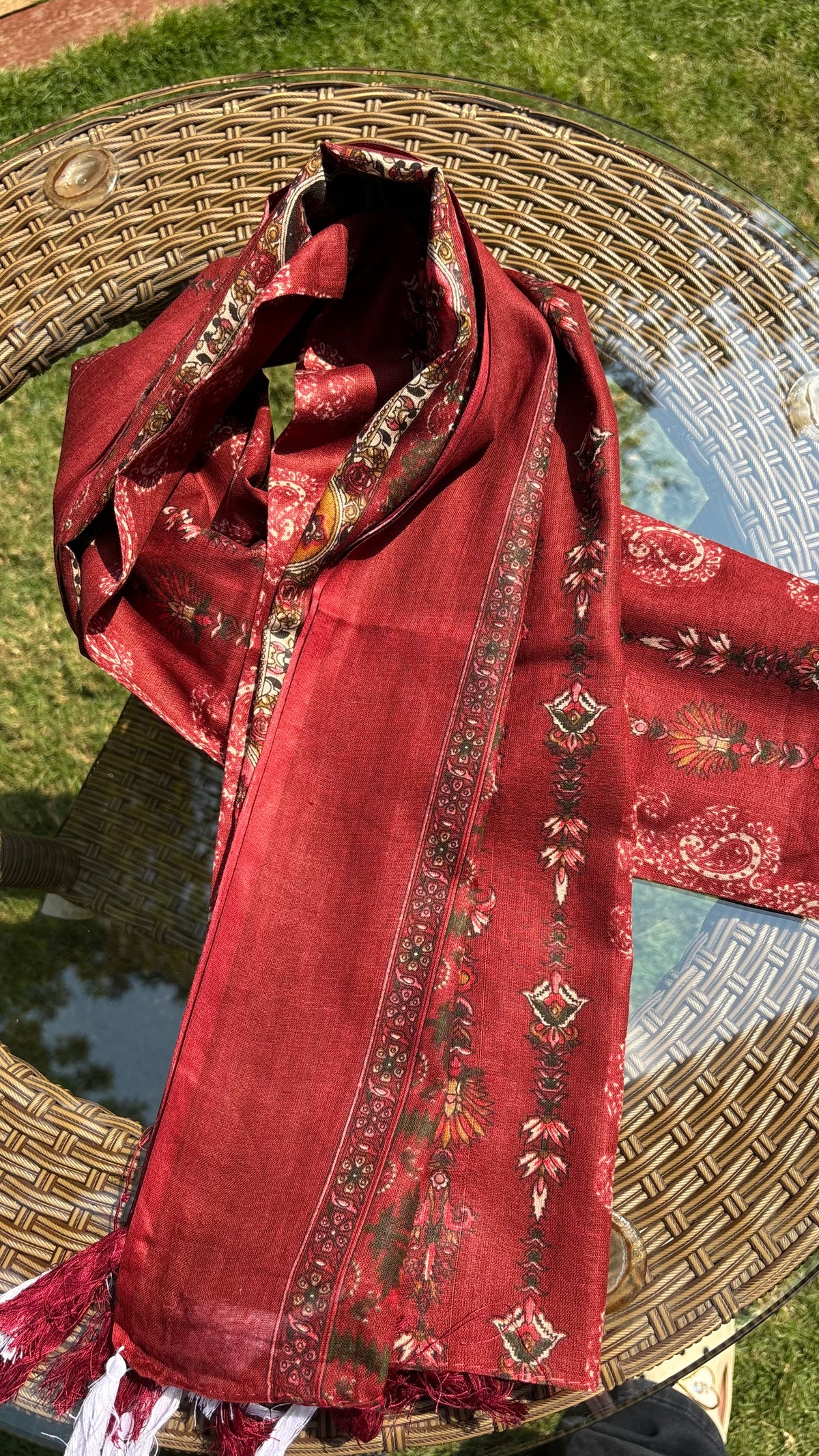 Red Printed Cotton Dupatta Sterling House