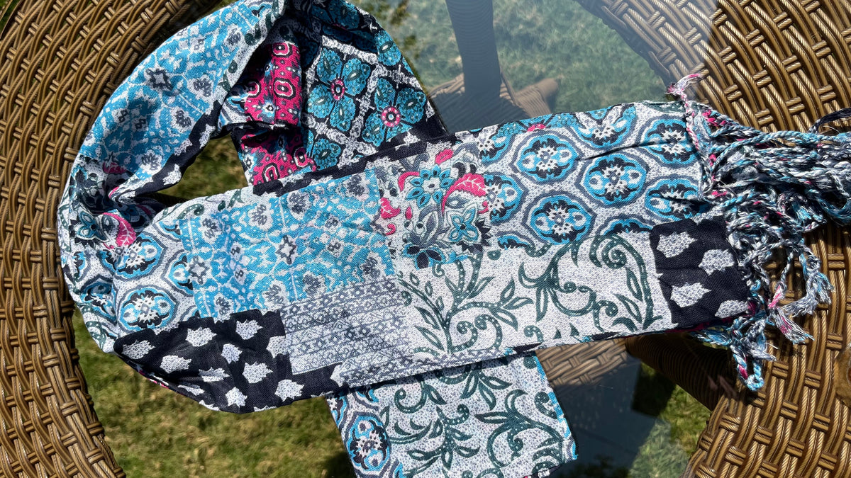 Blue Floral Printed Cotton Dupatta Sterling House