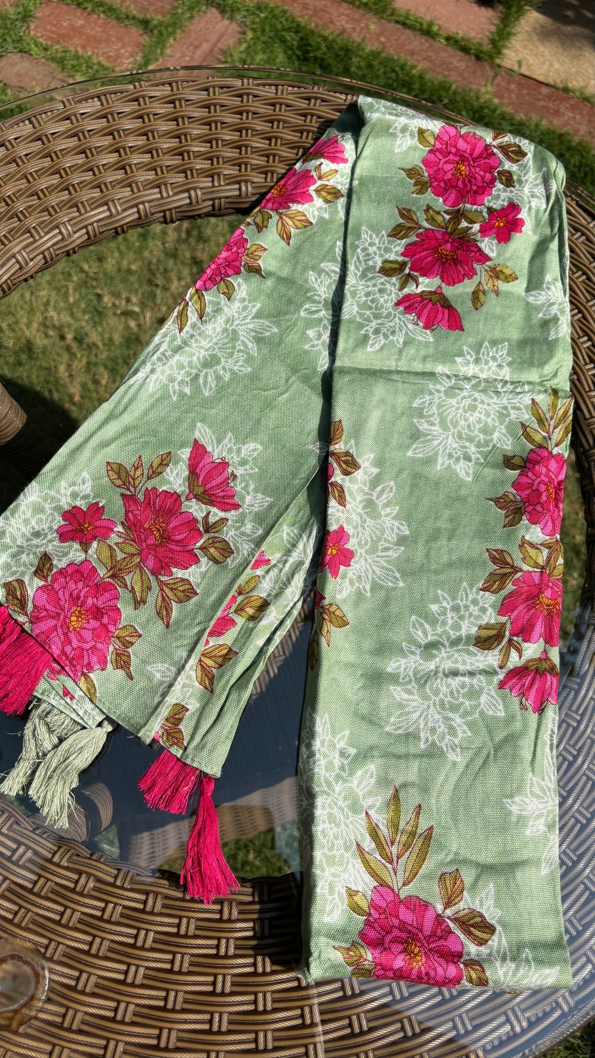 Pastel Green Cotton Printed Dupatta Sterling House