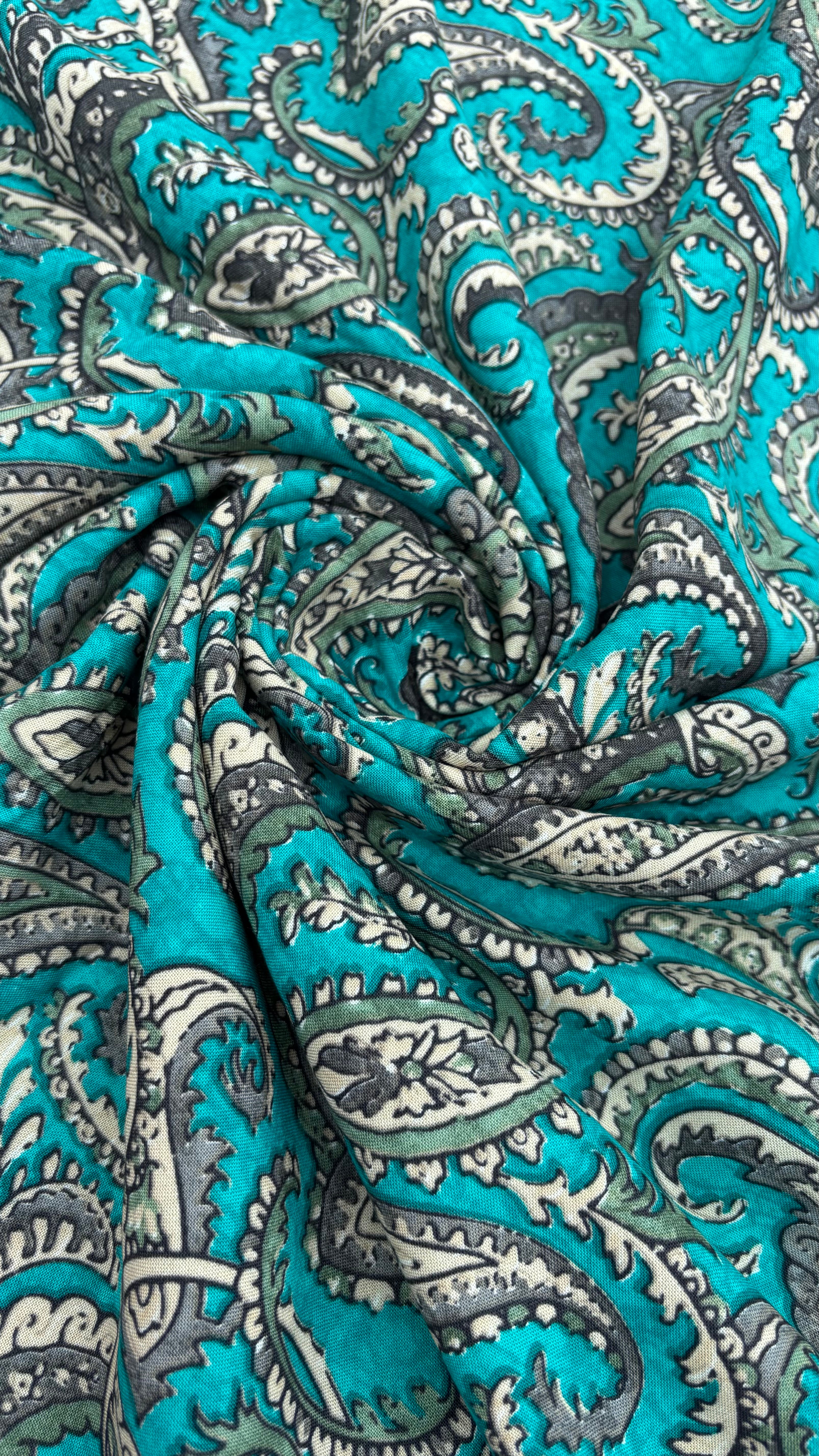 Turquoise Muslin Paisley Fabric Sterling House