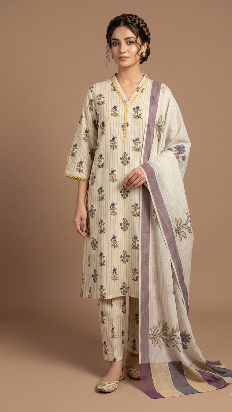 Afreen Yellow Cotton Printed Readymade Set