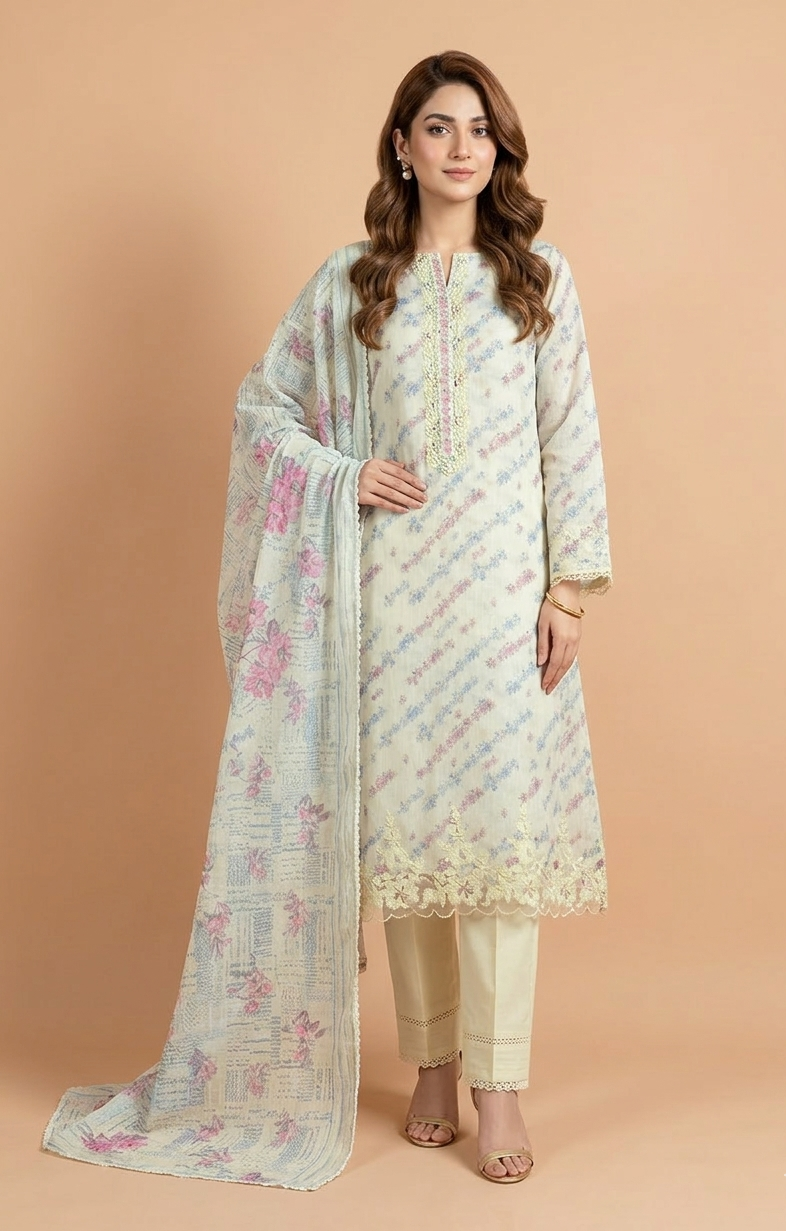 Linen yellow Unstitched Suit Set