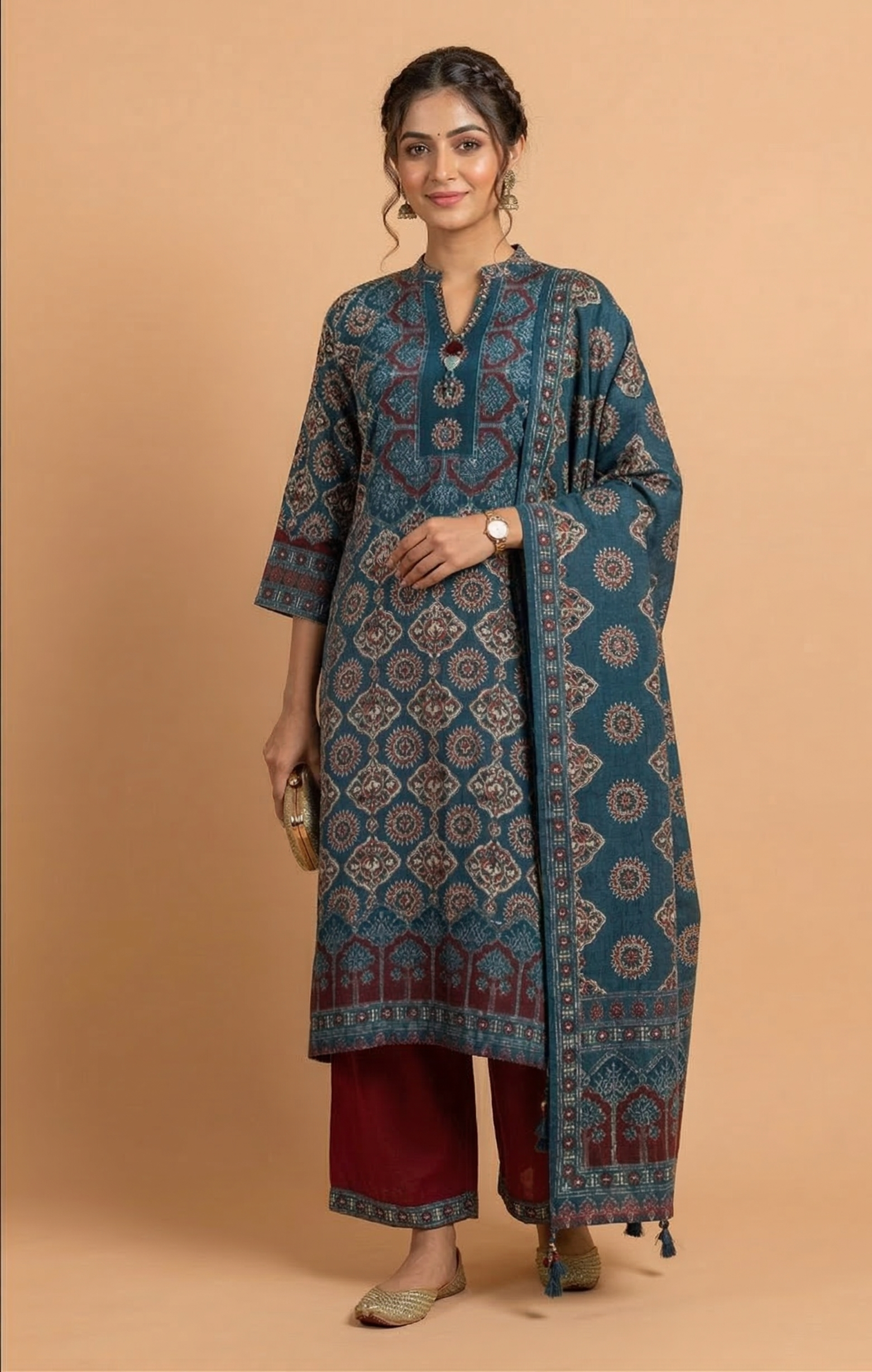 Afreen Blue  Muslin Readymade Set