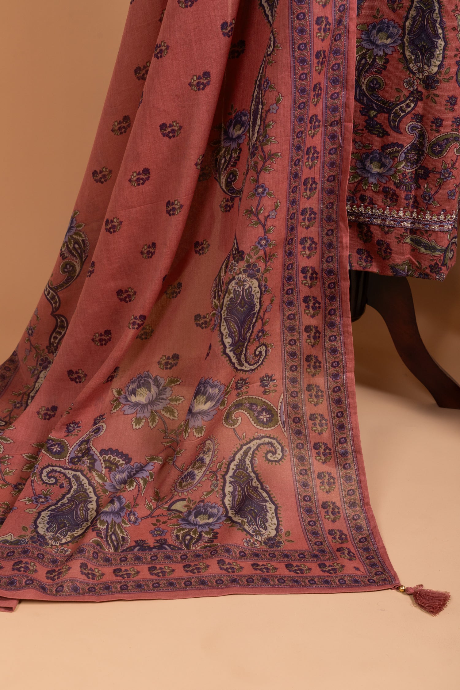 Afreen Rust-Red Cotton Unstitched Suit set