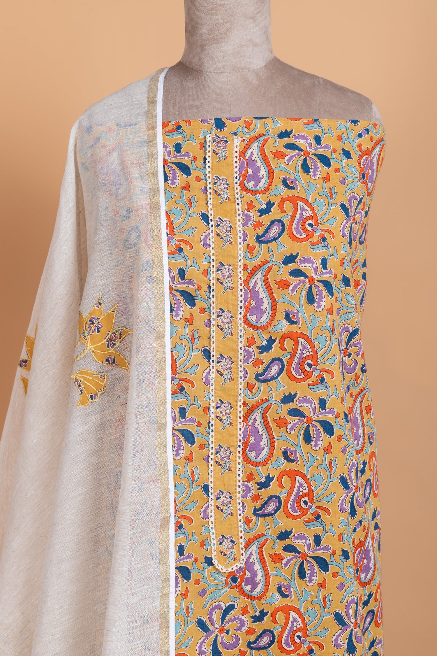 Roze Mustard-Yellow Unstitched suit set