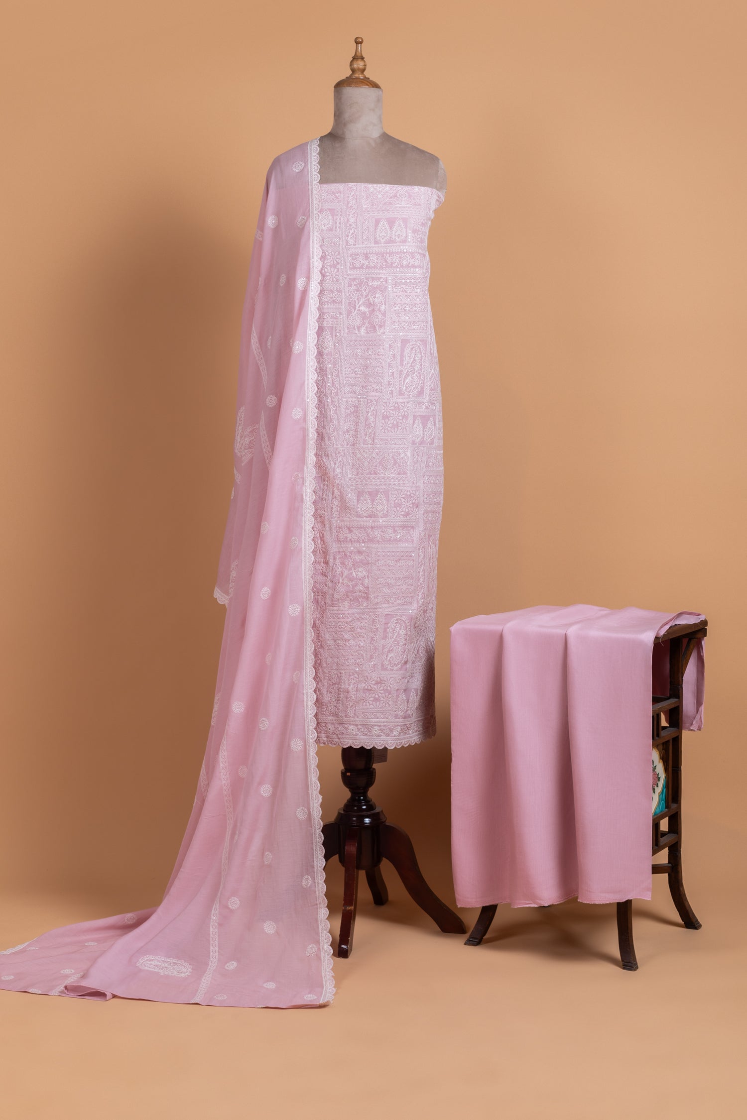 Anokhi Pink Cotton Unstitched suit