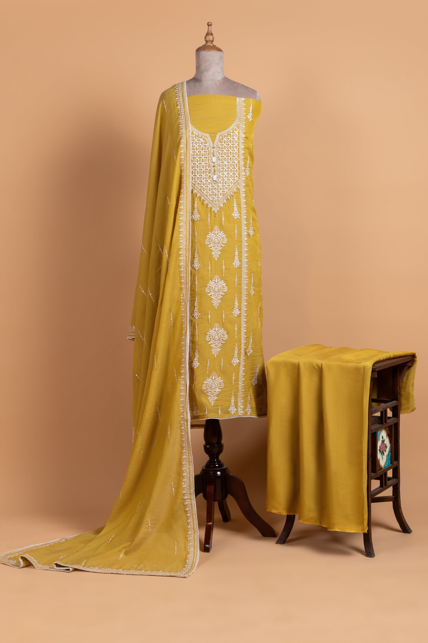 Luxe Mustard Muslin Unstitched suit