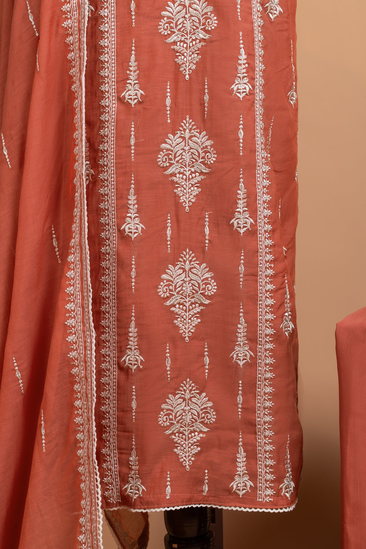 Luxe Orange Muslin Unstitched suit