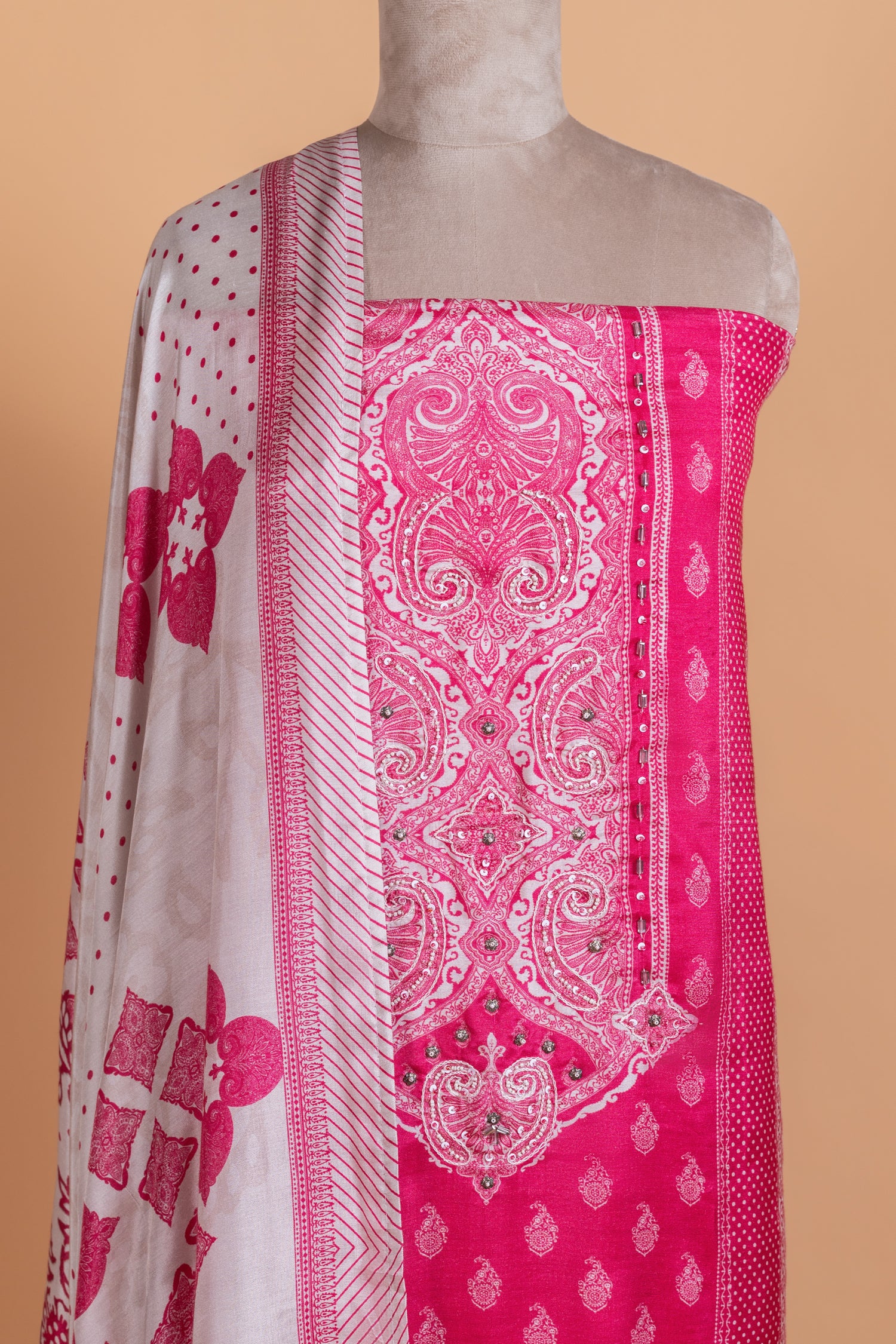 Luxe Fuschia Pink   Muslin Unstitched suit
