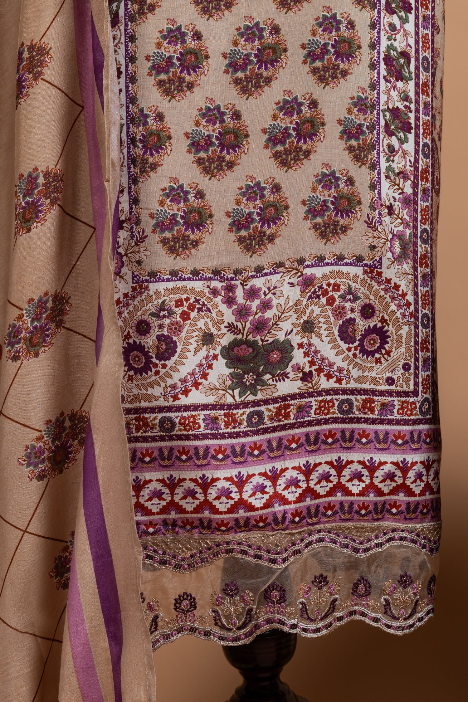 Anokhi Beige Cotton Unstitched Suit set