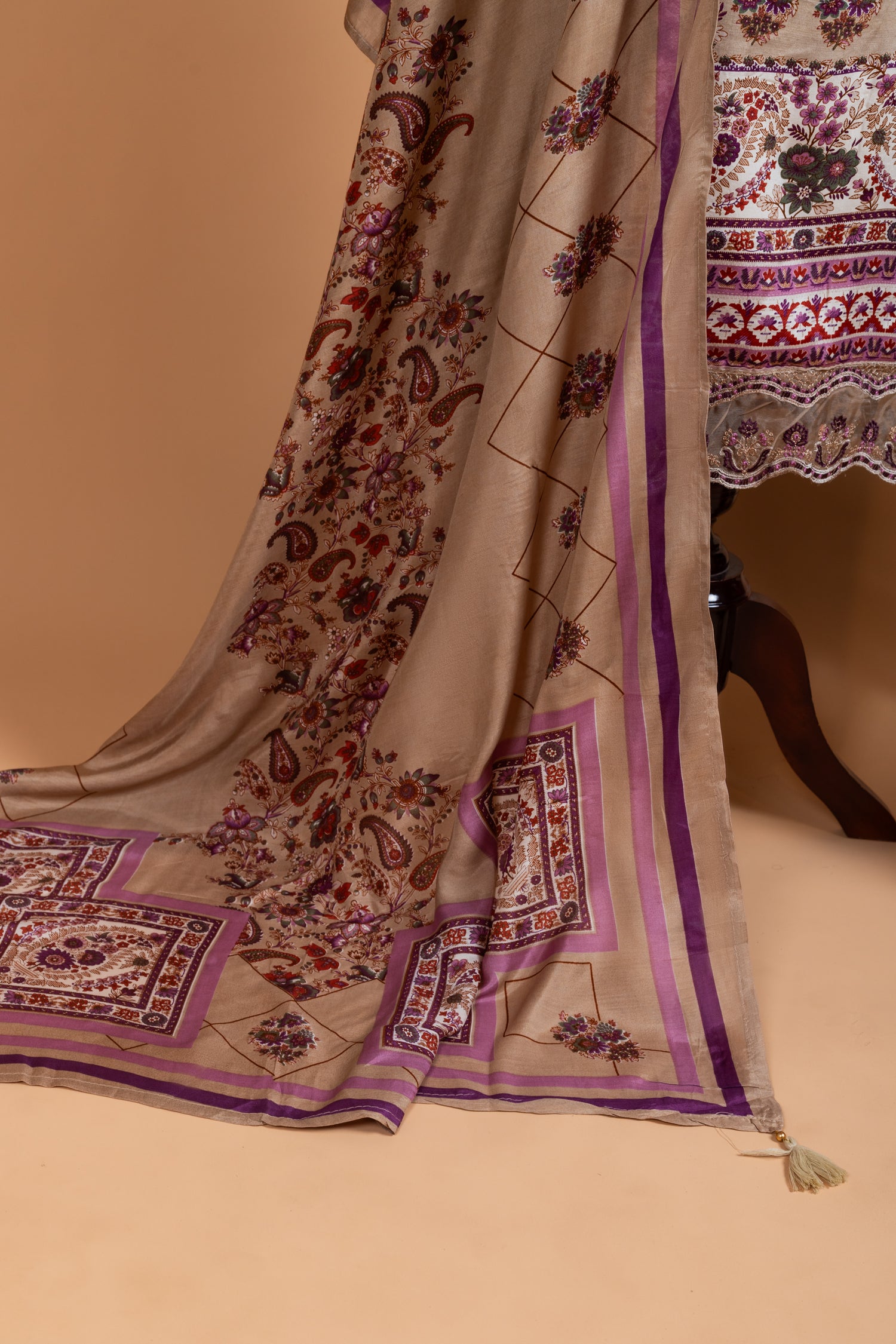 Anokhi Beige Cotton Unstitched Suit set