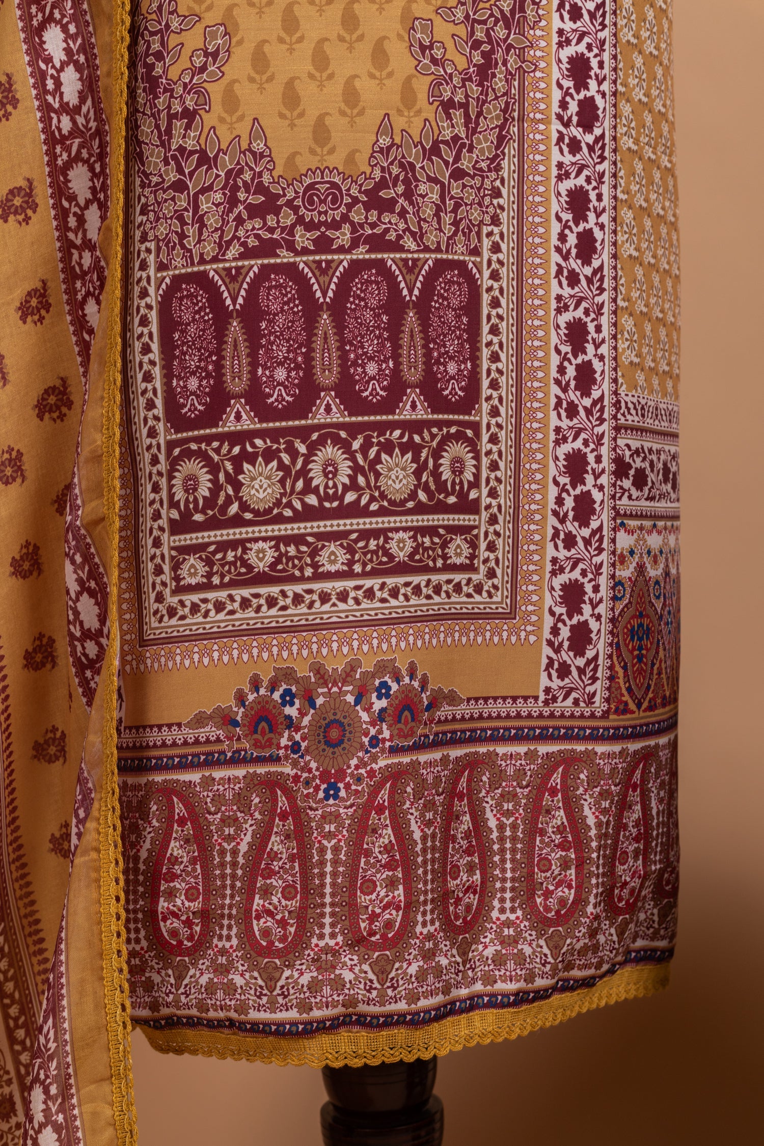 Afreen Mustard Cotton Unstitched Suit set