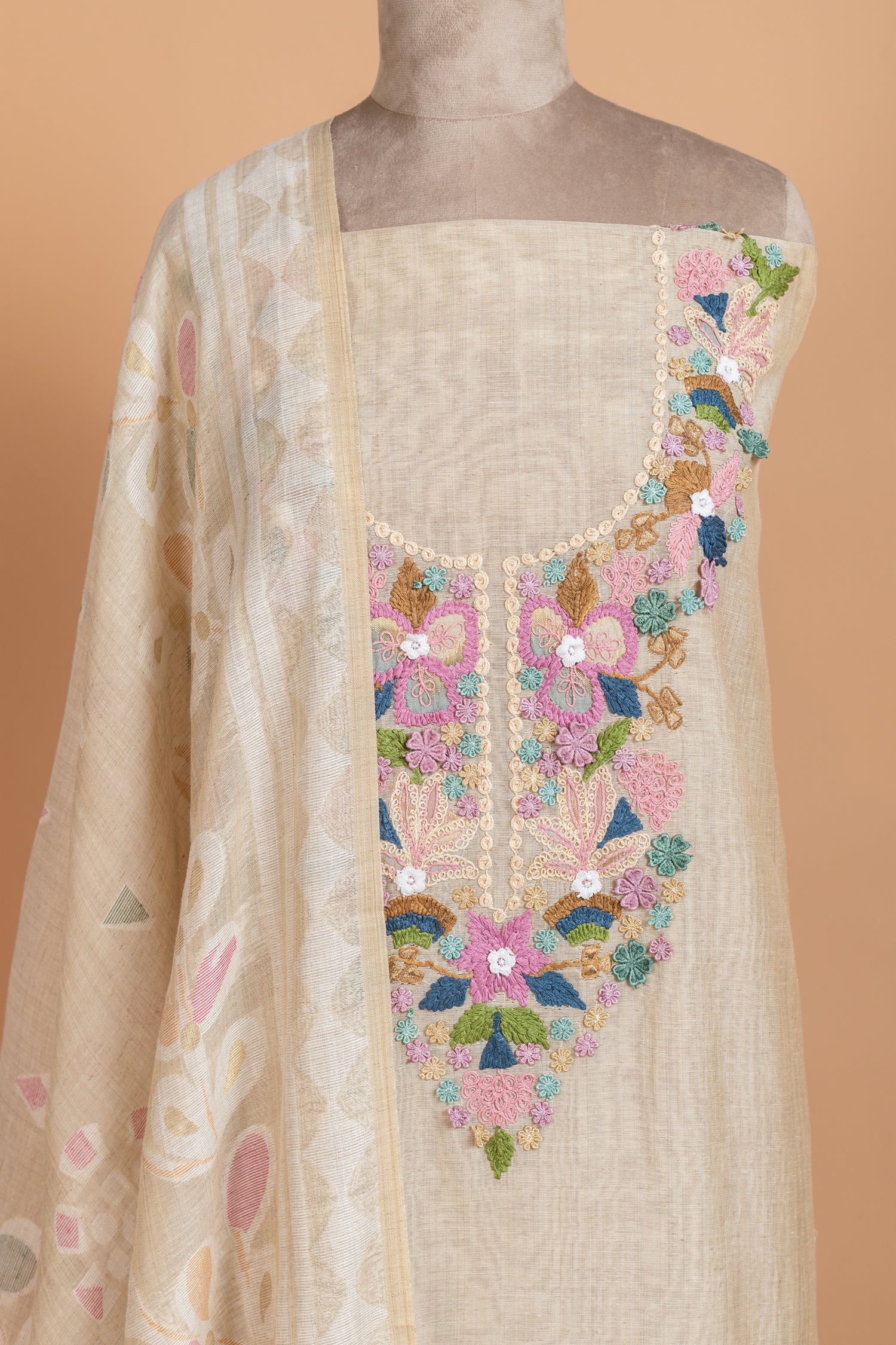 Linen Cotton Unstitched suit set