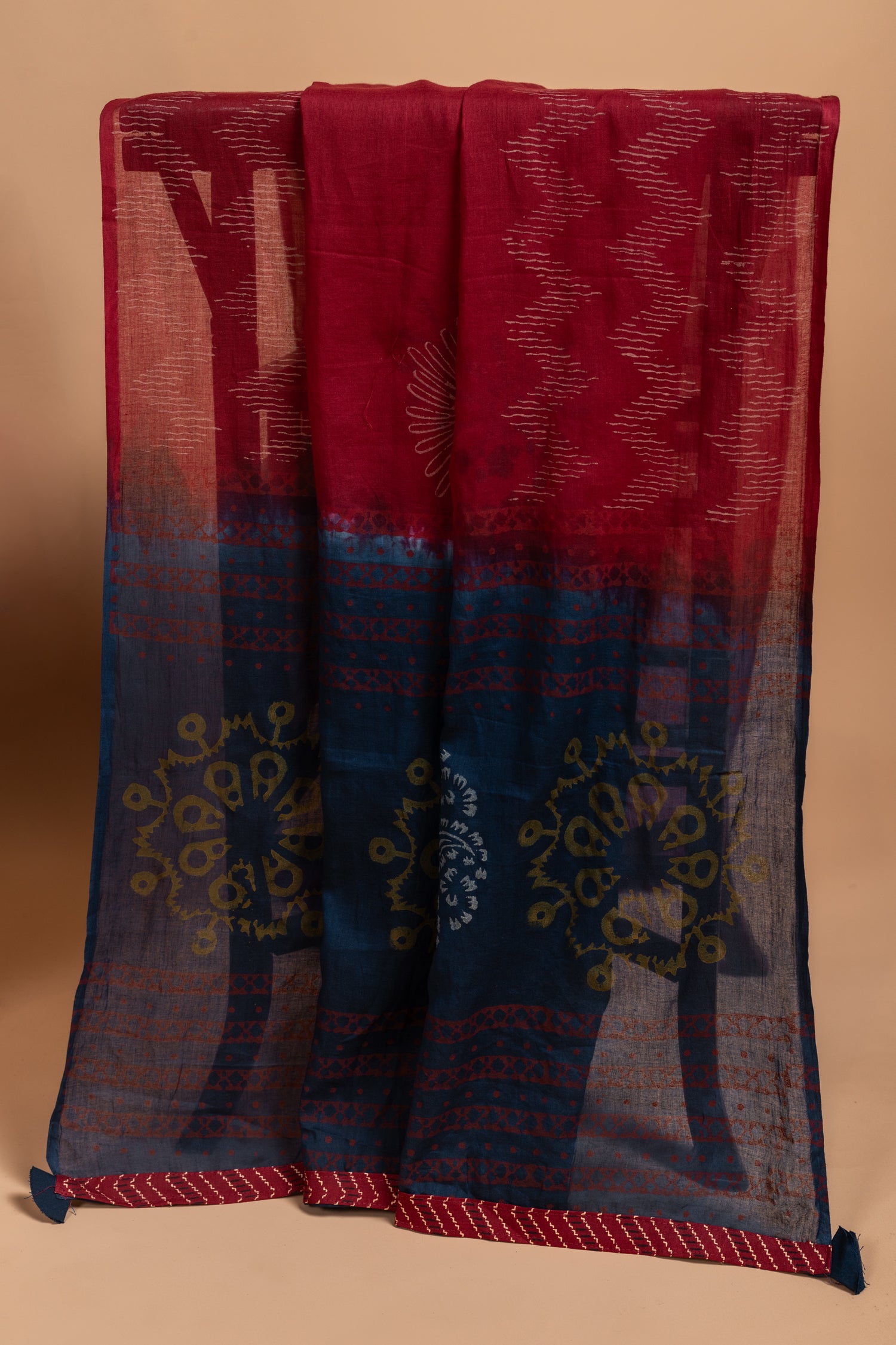 Afreen Navy Blue Cotton A-line Readymade set