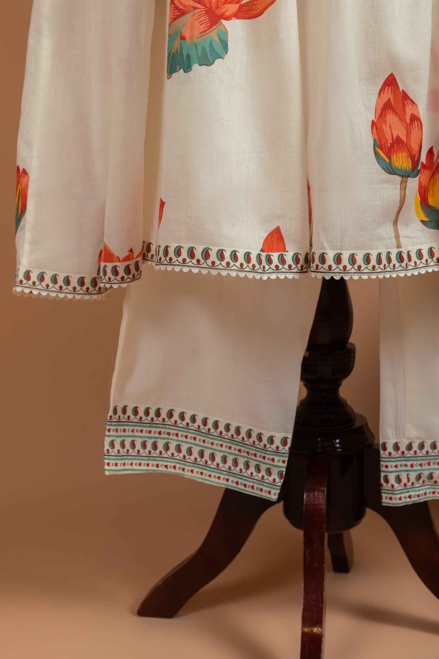 Afreen White with Orange A-Line Readymade Set