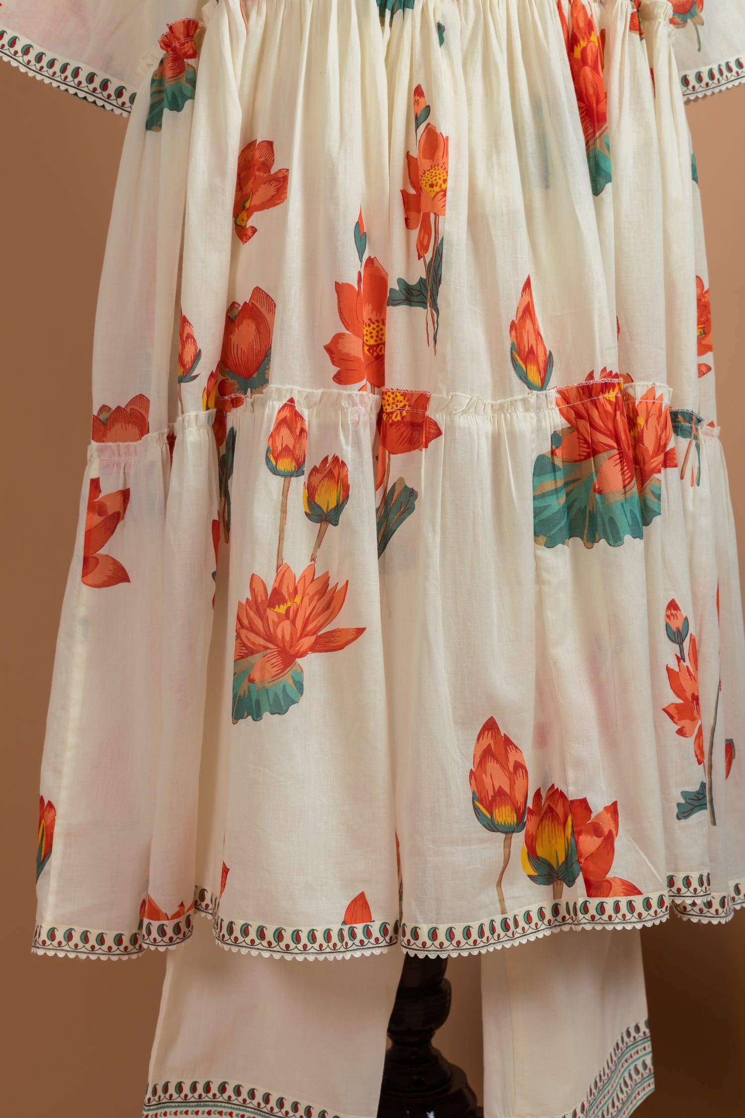 Afreen White with Orange A-Line Readymade Set