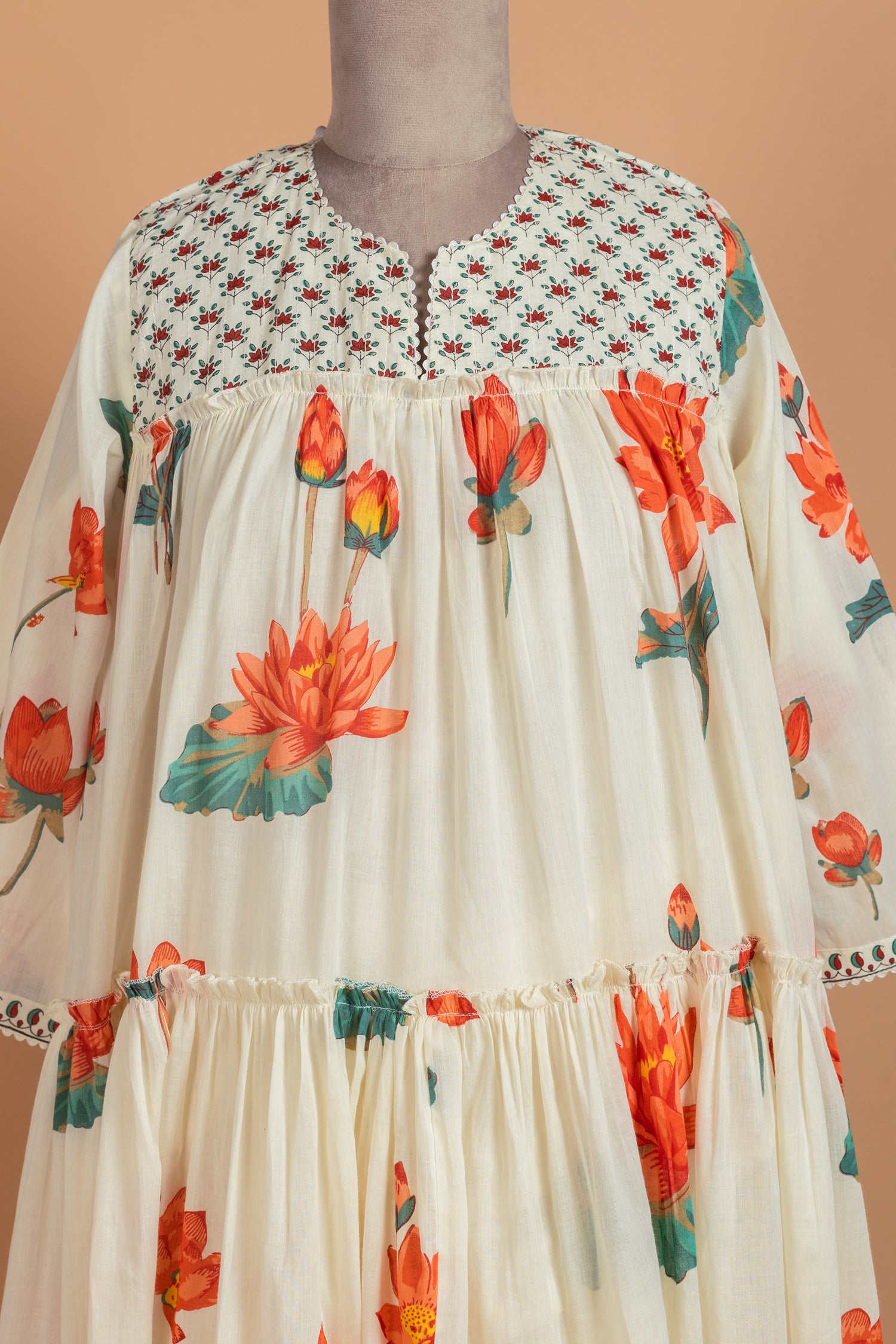 Afreen White with Orange A-Line Readymade Set