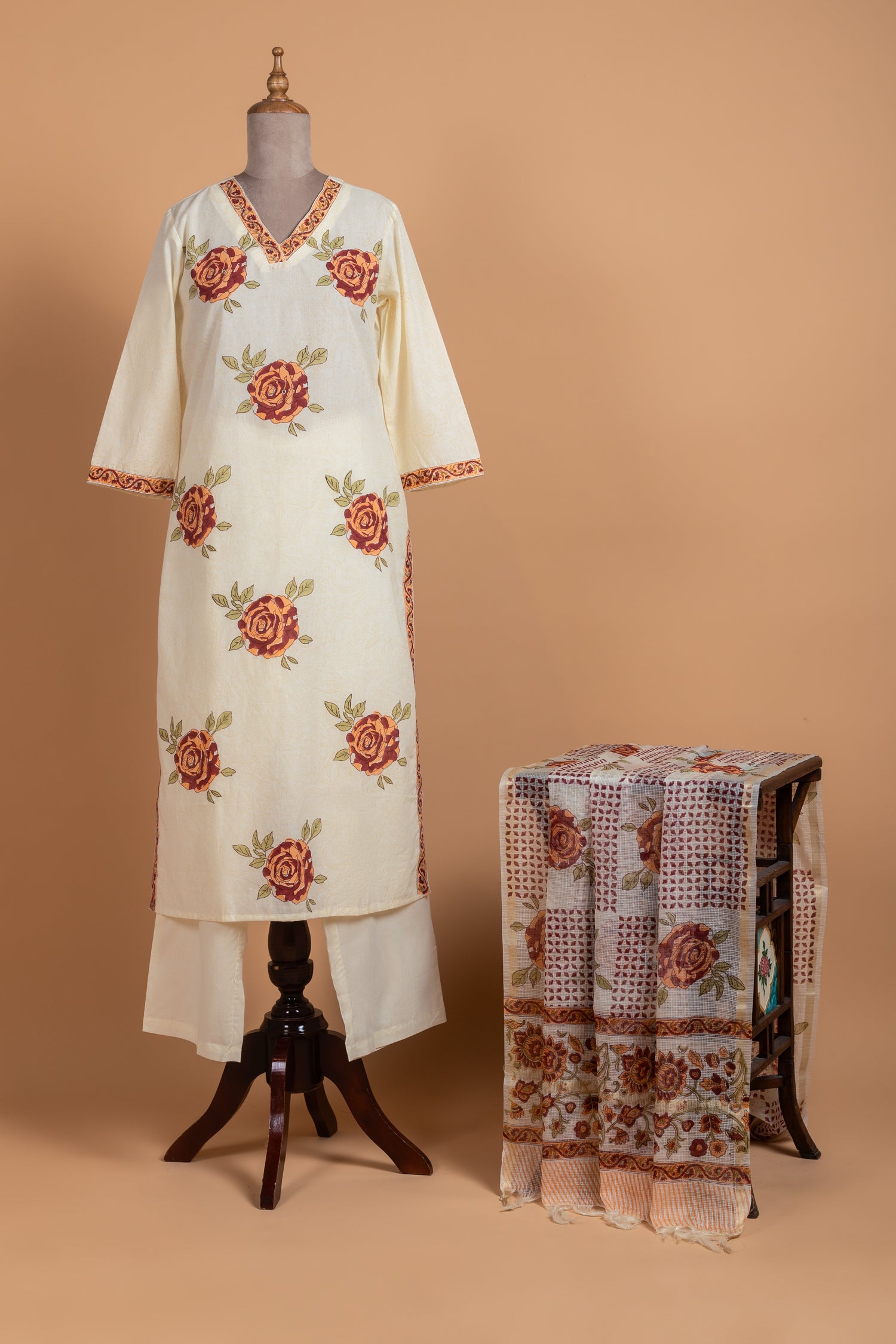 Afreen Off-White Cotton Readymade Set